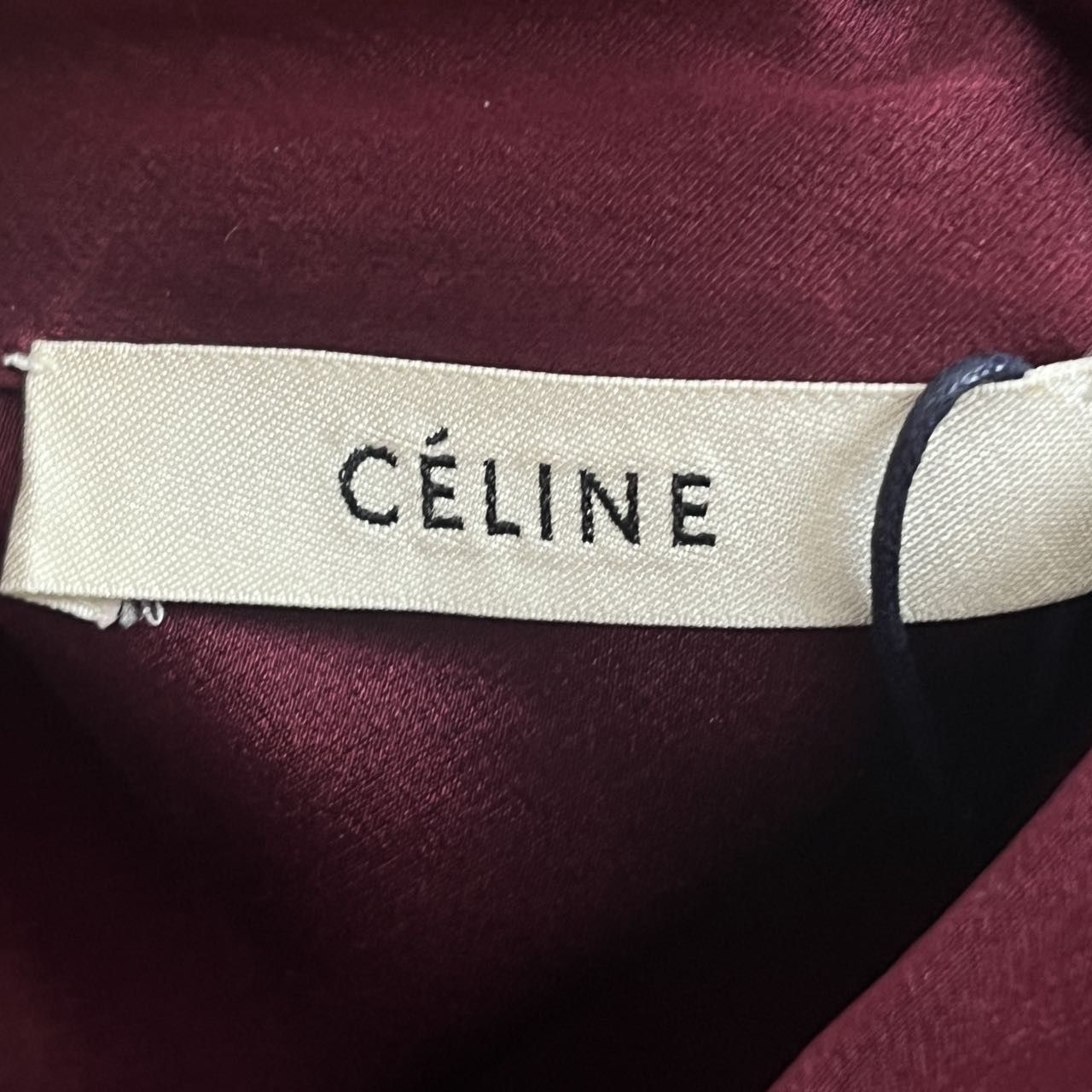 Celine Celine Burgundy Silk Long Sleeve Shirt K26WX Size XXS / US 00 / IT 34 - 4 Thumbnail