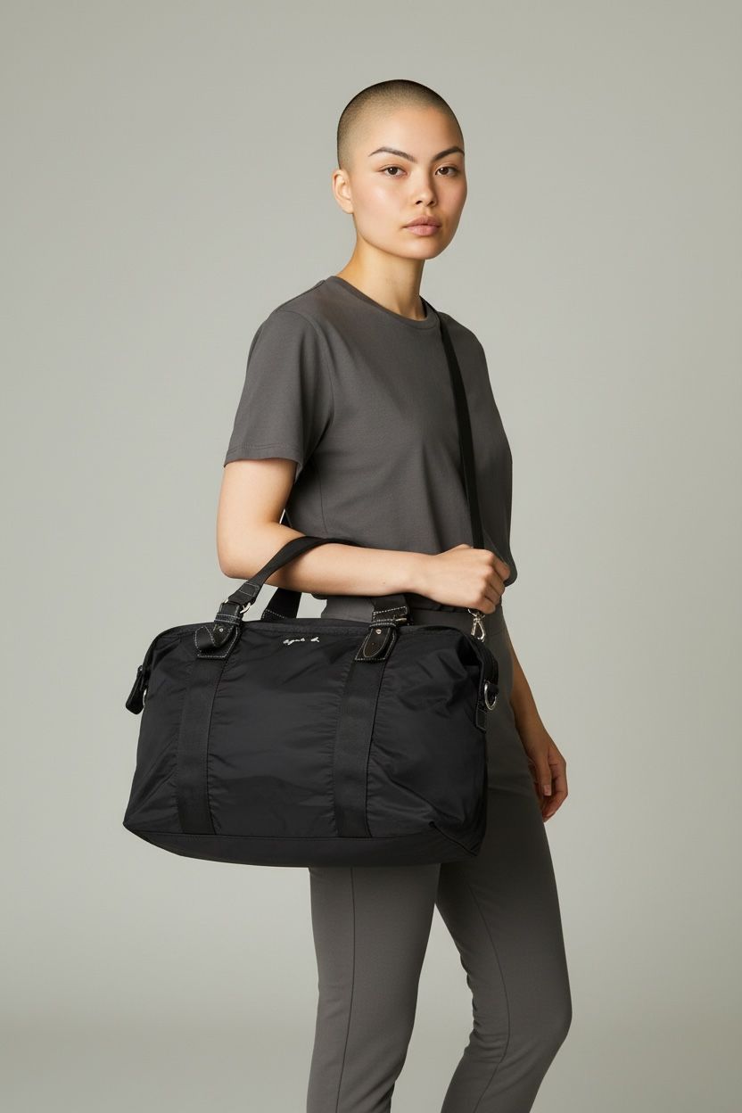 agnes b. Agnès b Voyage Nylon Boston Travel Bag Black Duffel Gym Bag Size ONE SIZE - 1 Thumbnail