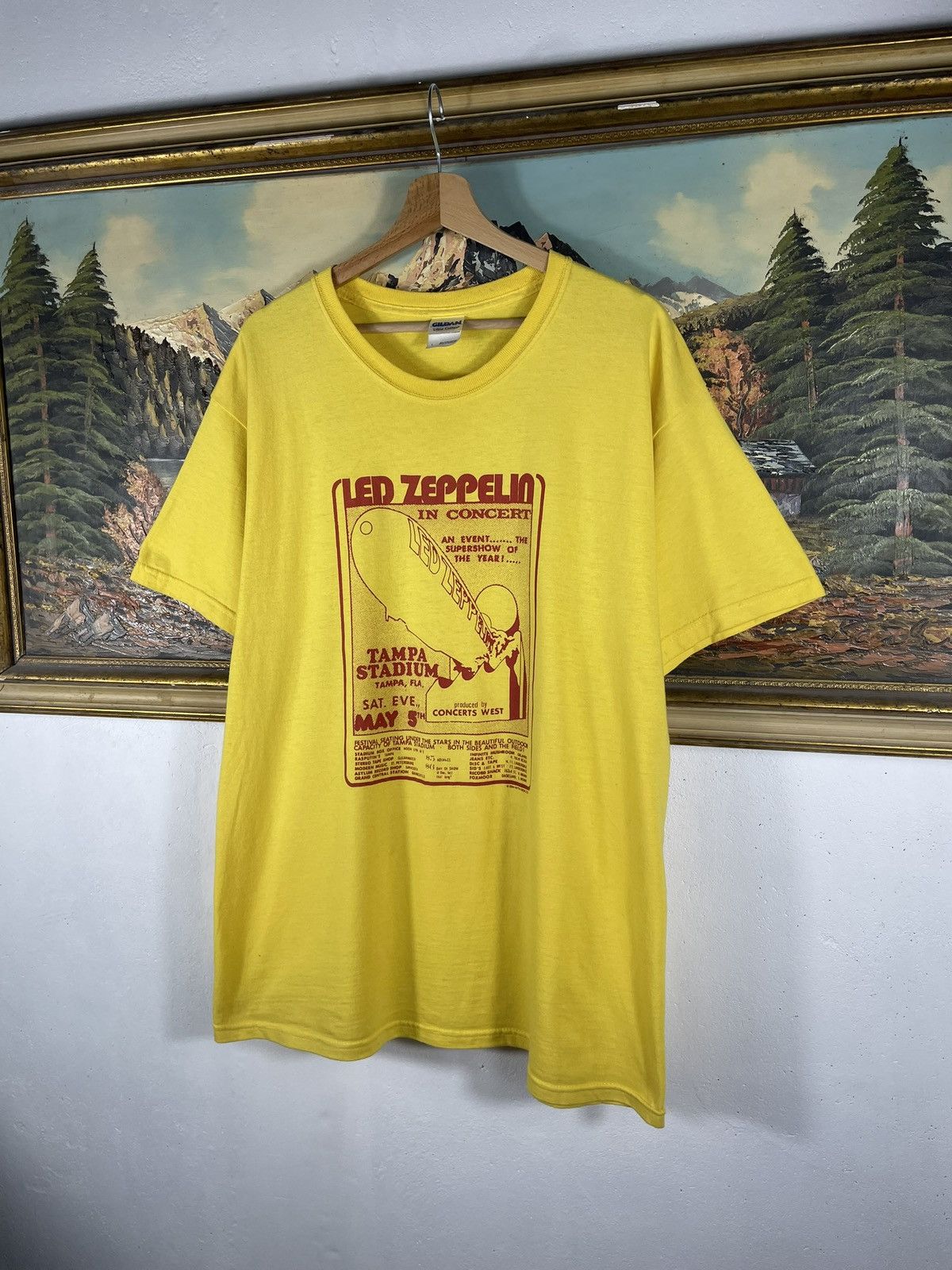 Band Tees × Led Zeppelin 2004 Led Zeppelin Yellow T shirt Tee Vintage Retro Y2k 00s Size US L / EU 52-54 / 3 - 2 Thumbnail