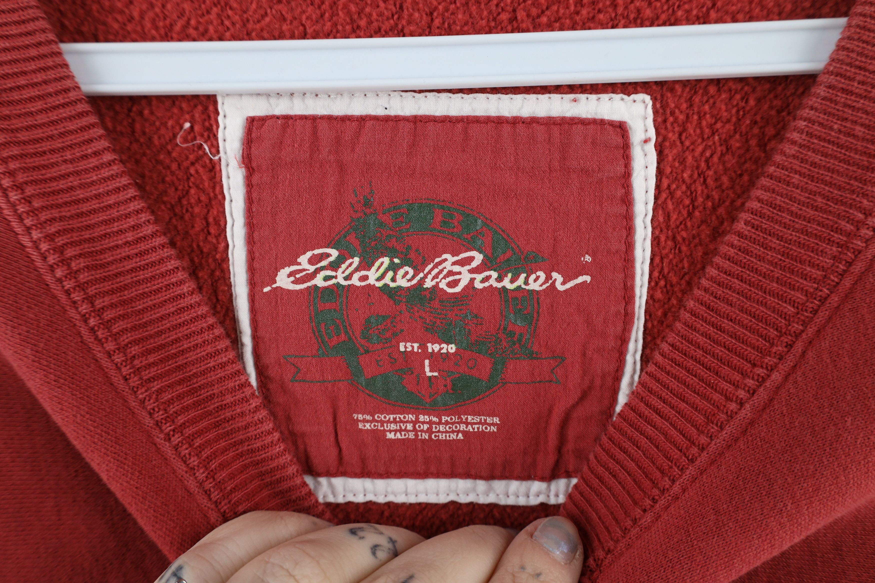 Eddie Bauer × Vintage Vintage Eddie Bauer Spell Out Block Letter Sweatshirt Red Size US L / EU 52-54 / 3 - 5 Thumbnail
