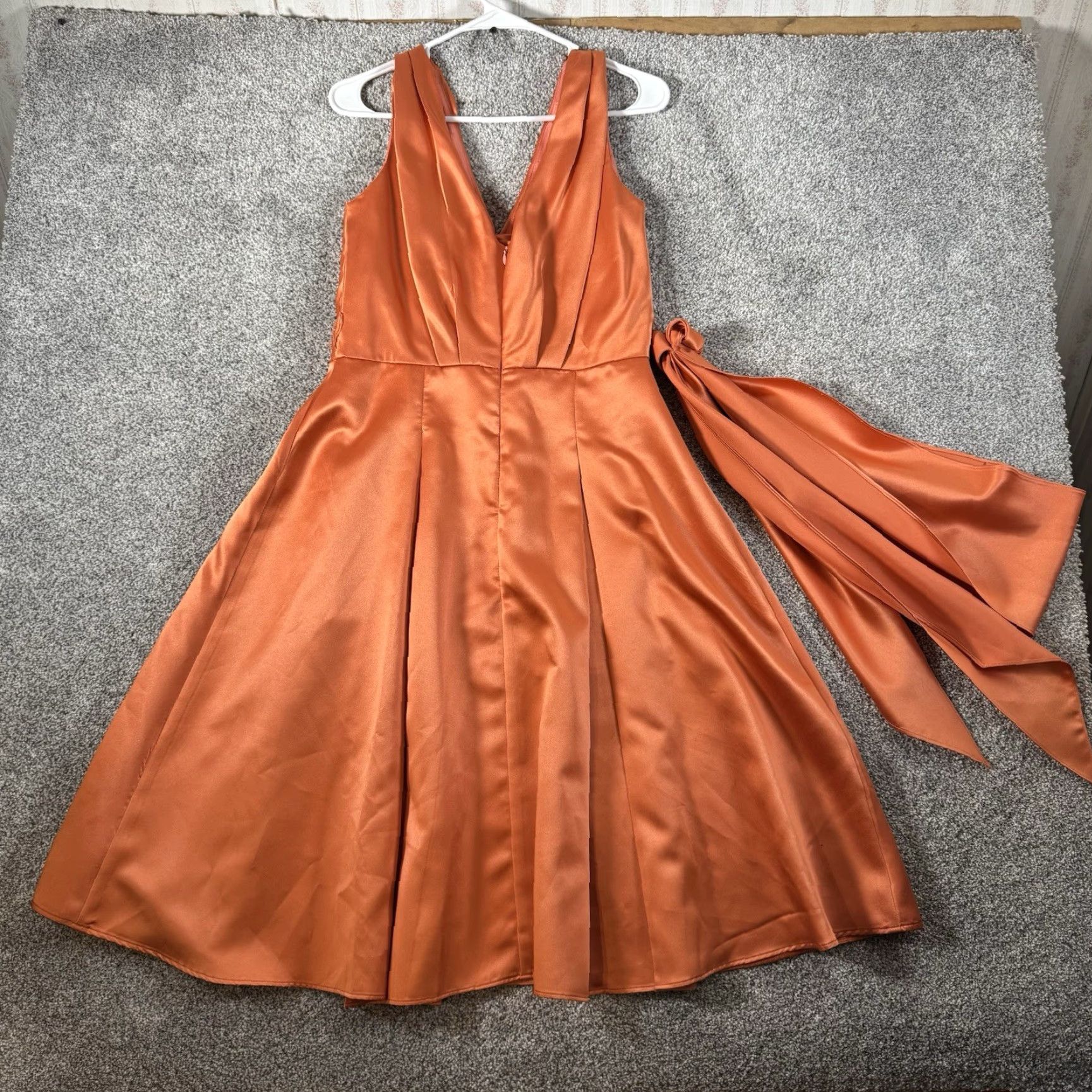 Vintage VINTAGE Jim Hjelm Dress A-Line 14 Sleeveless Satin Taffeta Orange Midi Formal Bridesmaid 90s Wedding Women's Size XL / US 12-14 / IT 48-50 - 6 Thumbnail