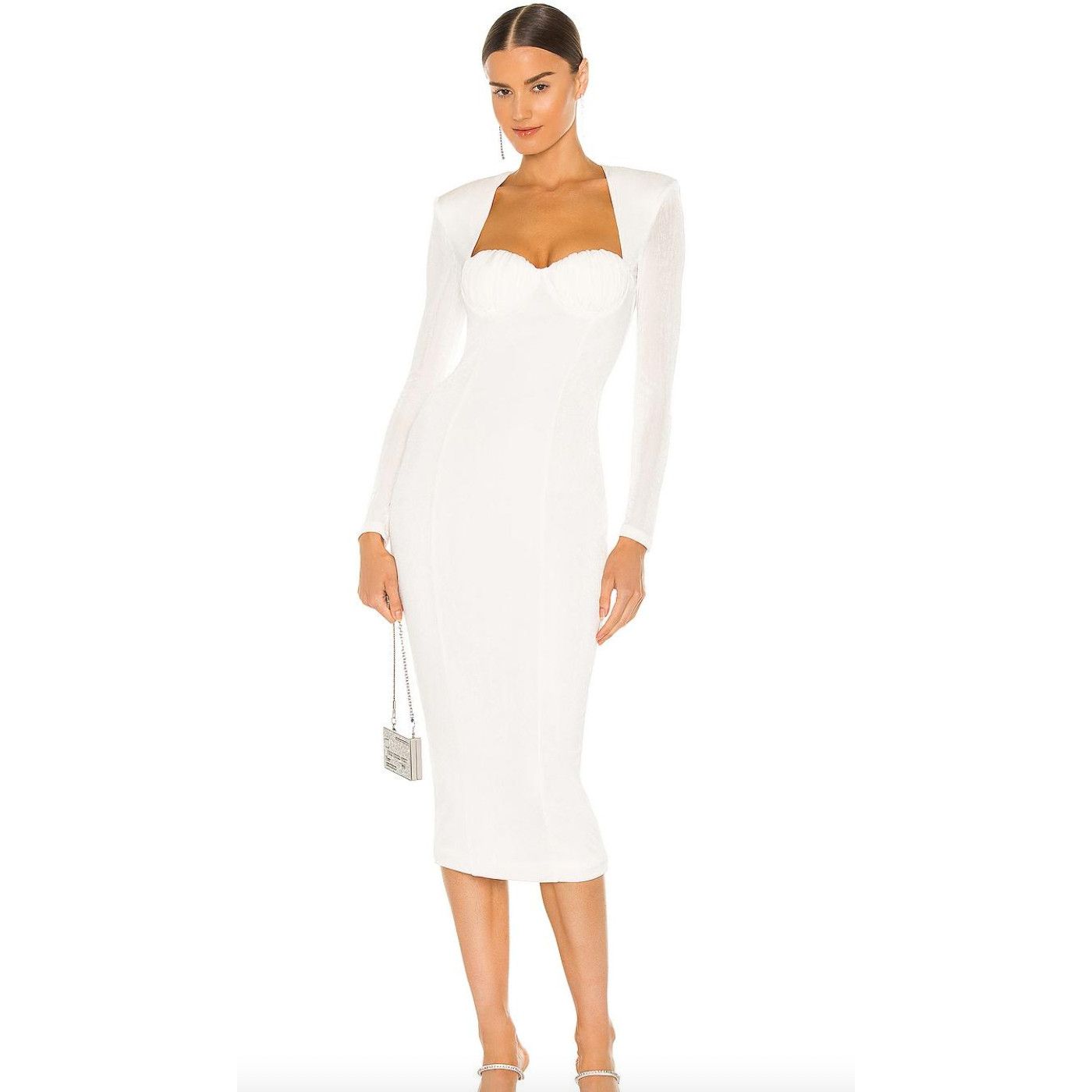 image of Revolve Misha Tara Midi Ivory White Dress 4, Women's (Size Small)