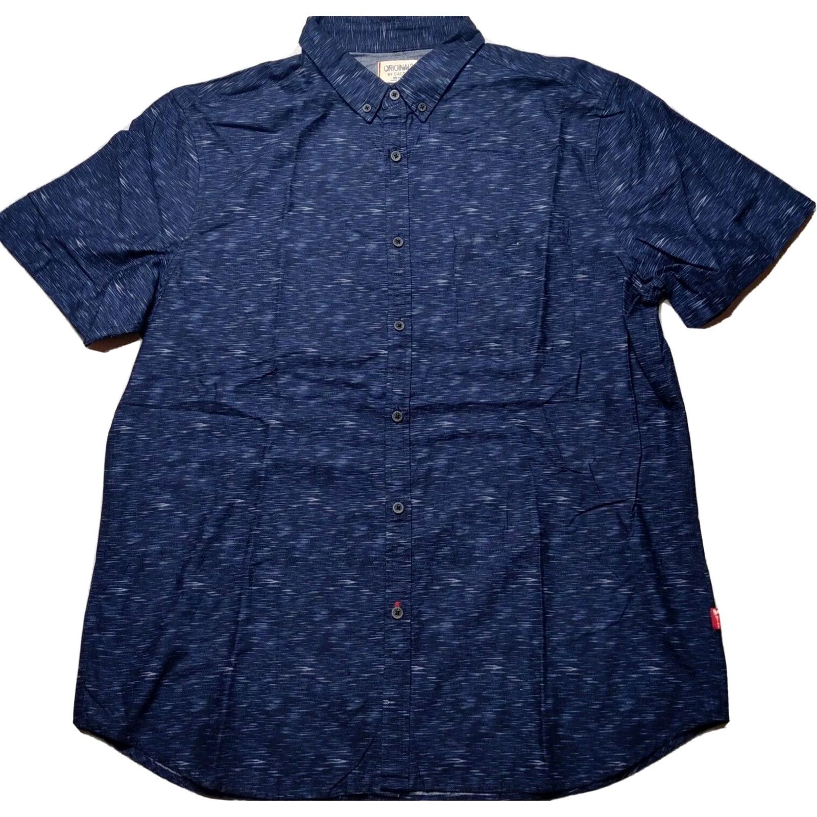 Vintage ORIGINALS BY CACTUS NEW YORK Men XL Blue Marl Short Sleeve Button-Up Shirt EUC Size US XL / EU 56 / 4 - 2 Thumbnail