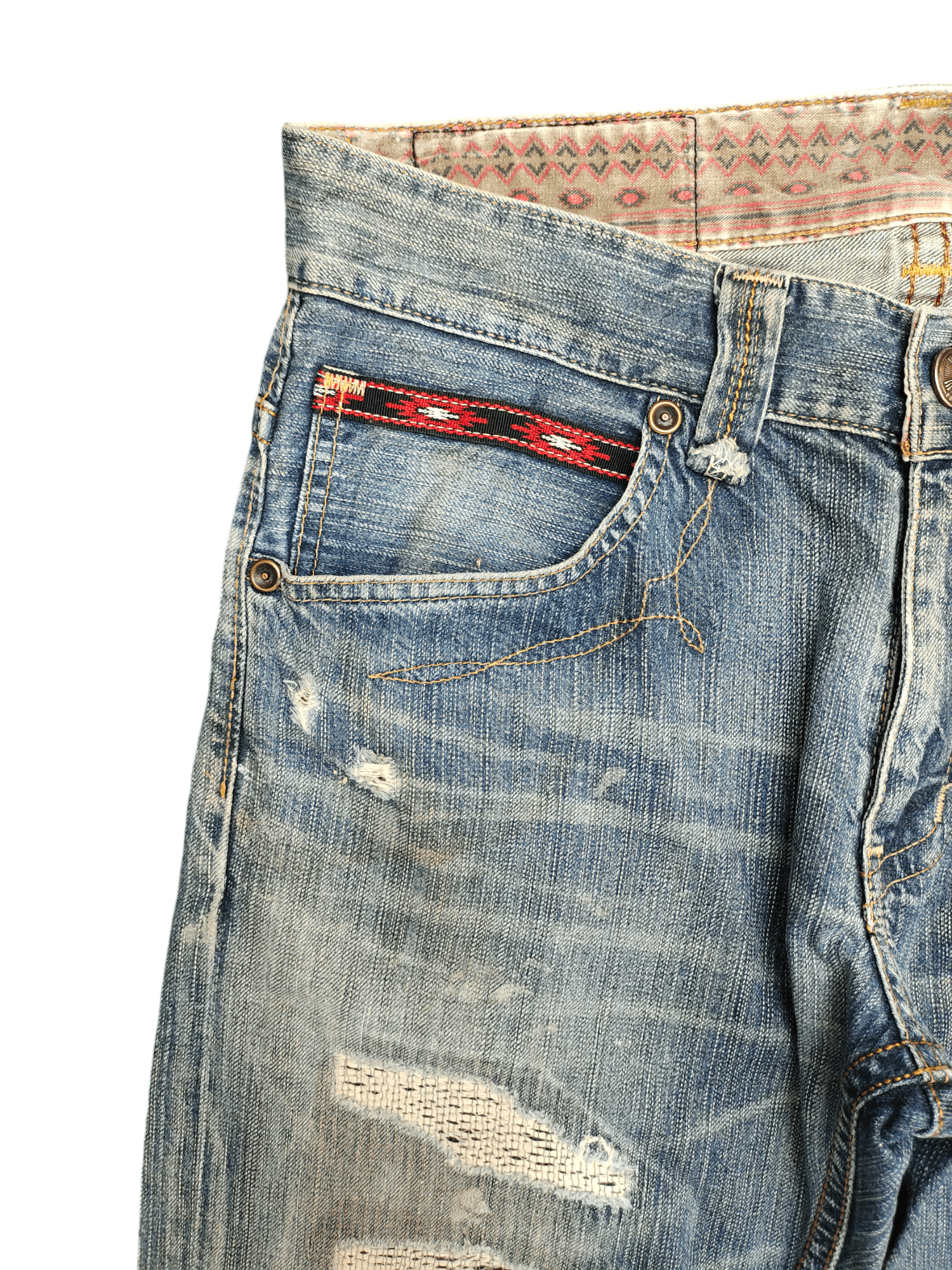 Kapital Vintage Edwin Xv Boro Distress Faded Denim Jean Size US 32 / EU 48 - 3 Thumbnail