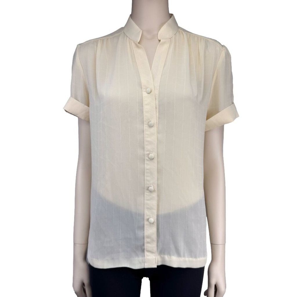 Pierre Balmain PIERRE BALMAIN Butter Cream Yellow Button Down Blouse 12 M Size XL / US 12-14 / IT 48-50 - 3 Thumbnail