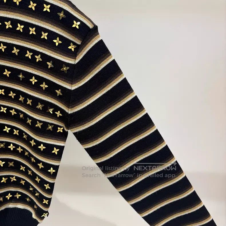 Louis Vuitton Louis Vuitton Black Brown Striped Star Sweater Size S / US 4 / IT 40 - 4 Thumbnail