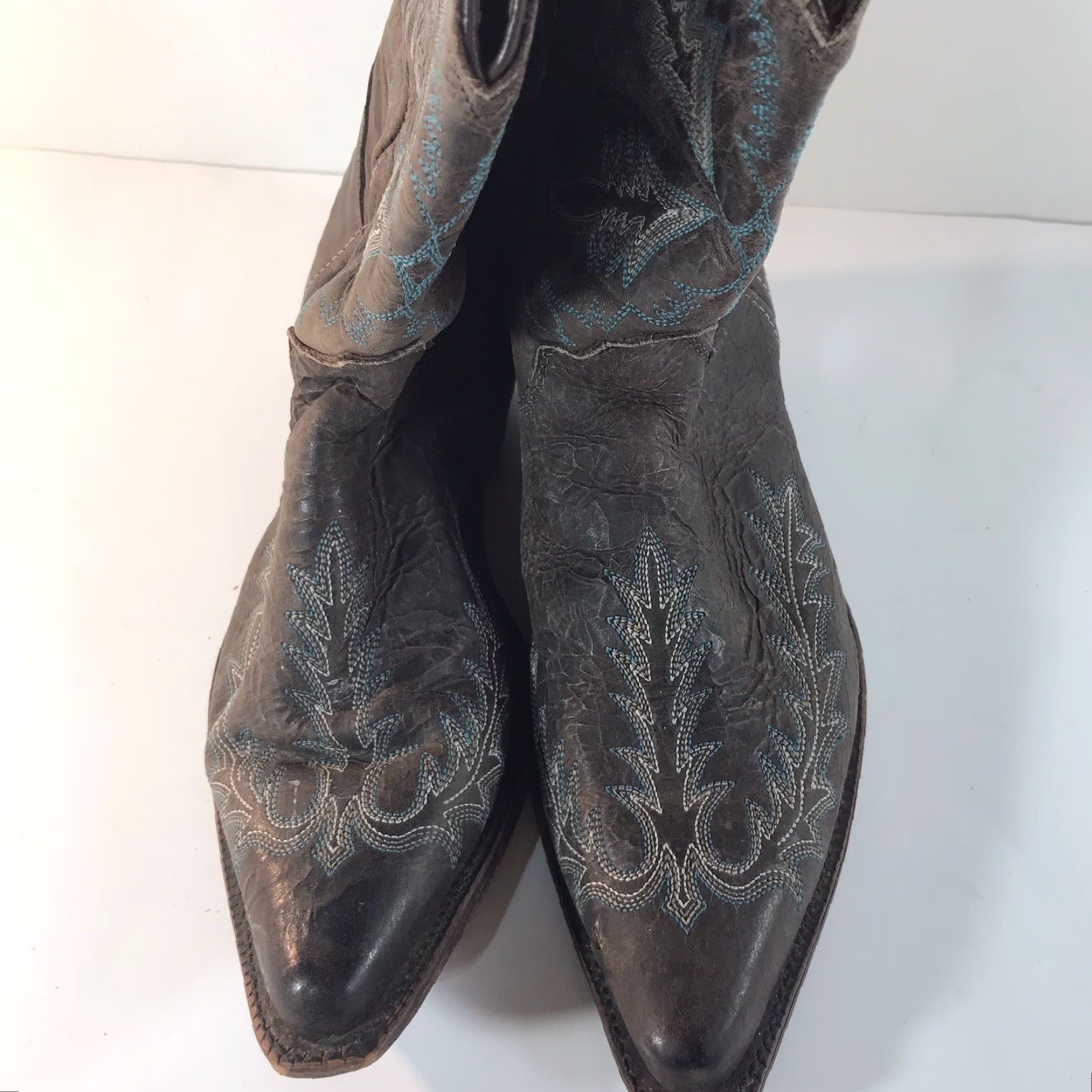 Justin Boots JUSTIN VINTAGE Handcrafted Western Boots Womens Size 10 Brown Mid-Calf Snip Toe Cowgirl Size US 10 / IT 40 - 4 Thumbnail