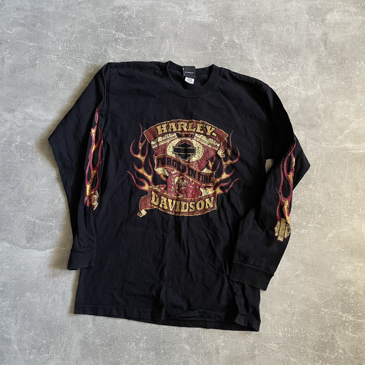 Harley Davidson Vintage Flaming fire Harley Davidson Long Sleeve shirt emble Size US L / EU 52-54 / 3 - 1 Thumbnail