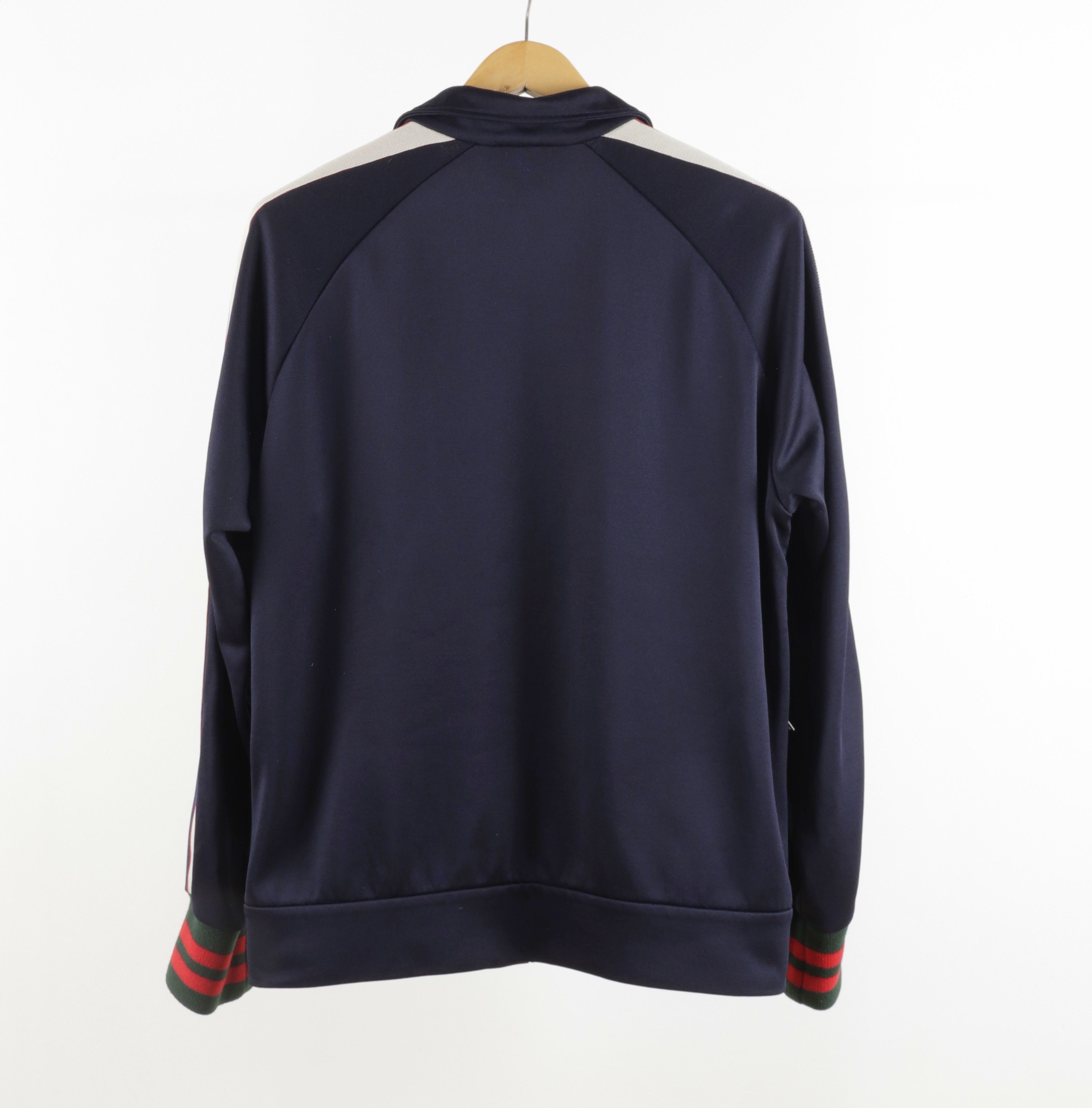 Gucci GUCCI Web Logo Navy Blue Jersey Track Zip-Up Jacket Size US M / EU 48-50 / 2 - 16 Thumbnail