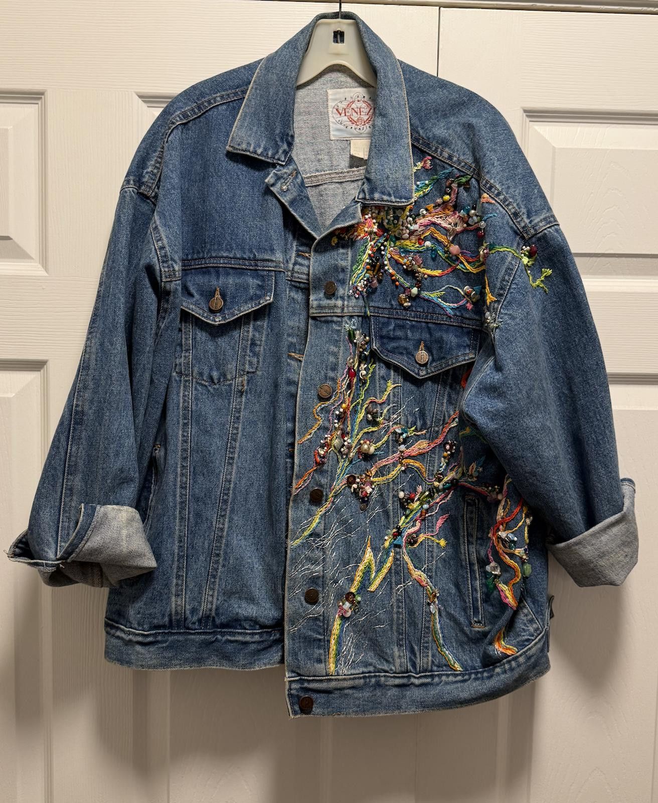 Barena Venezia Vintage Venezia Custom Beaded + Embroidered Denim Jacket Size M / US 6-8 / IT 42-44 - 4 Thumbnail