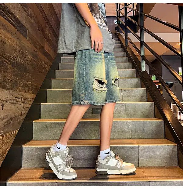 VIBE Blue High Street Vintage Loose Fit Denim Shorts Size US 32 / EU 48 - 4 Thumbnail