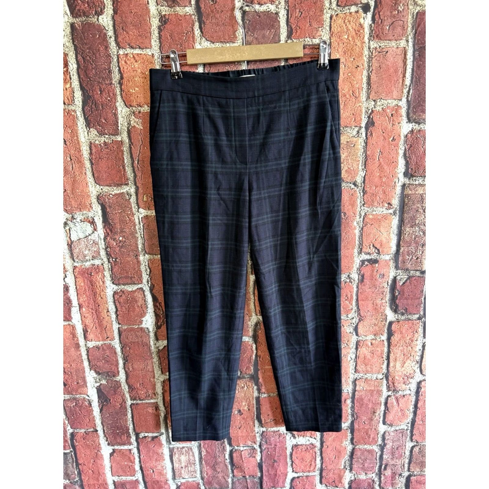 Vintage Babaton Womens Green Plaid Pull-on Cropped Pants Size 8 Size 30" / US 8 / IT 44 - 2 Thumbnail