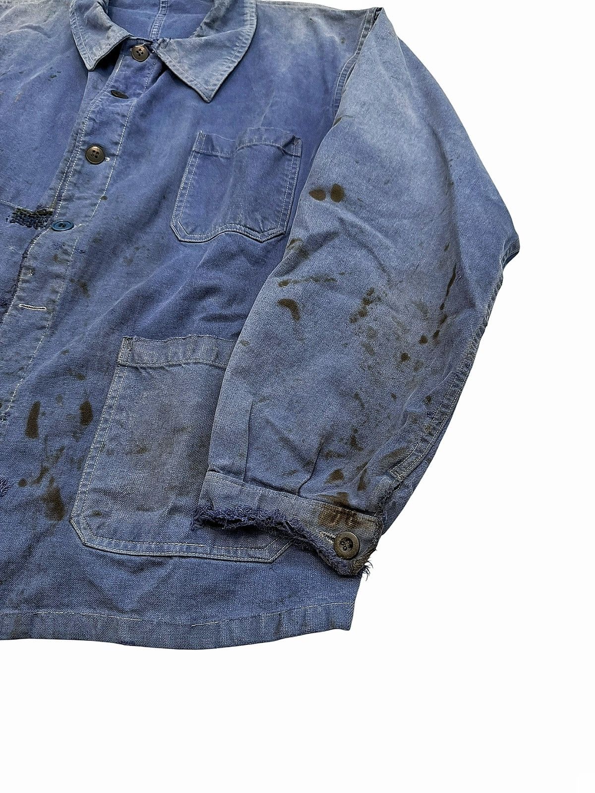 Vintage GRAIL 1930’s Boro Repaired Indigo French Workwear Chore Coat Size US XL / EU 56 / 4 - 4 Thumbnail