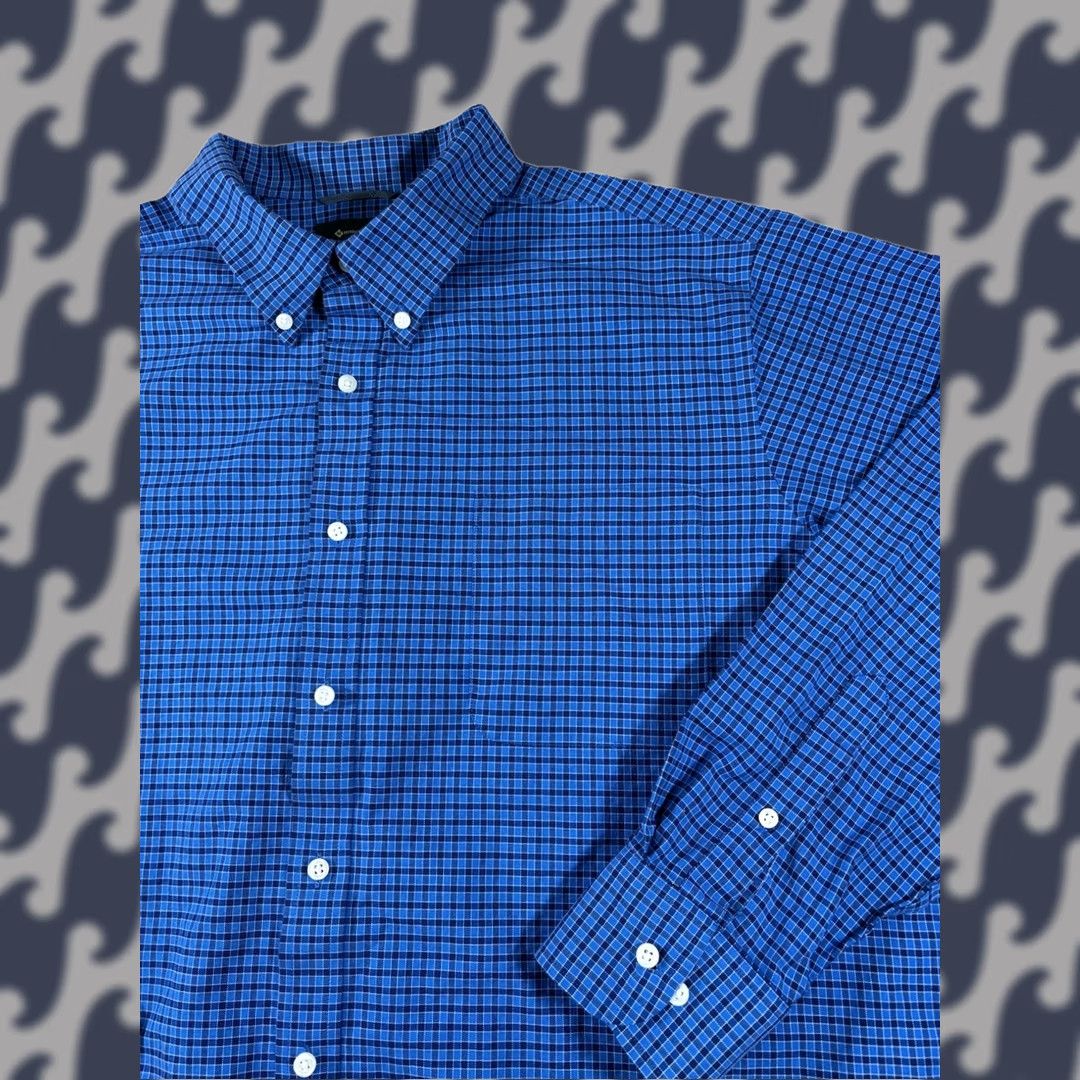 Vintage Members Mark Shirt Mens XXL Blue Plaid Button-Up Collared Long Sleeve Oxford Shirt Size US XXL / EU 58 / 5 - 1 Thumbnail