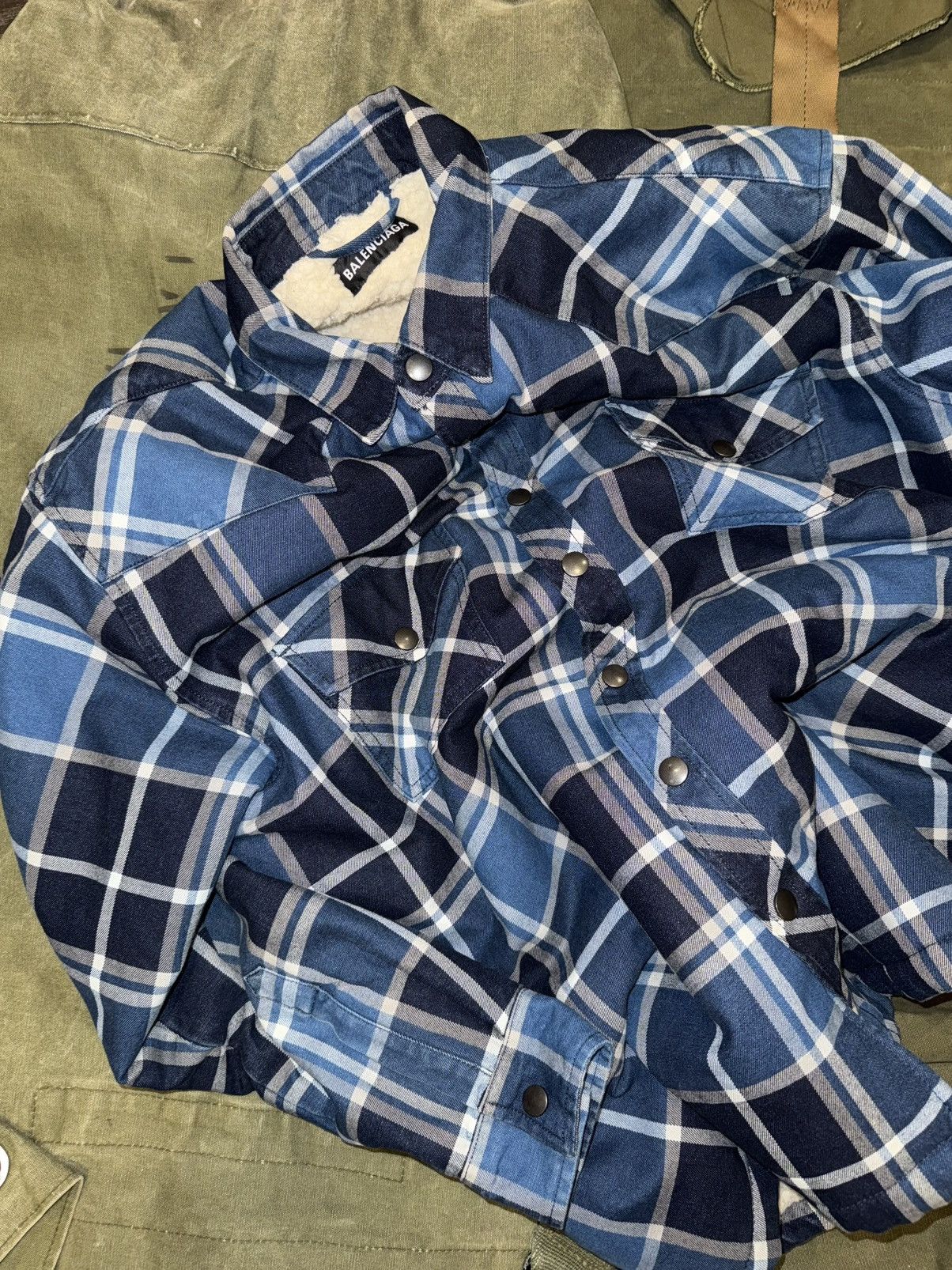 Balenciaga Balenciaga oversized flannel shearling shirt jacket Size US XL / EU 56 / 4 - 1 Thumbnail