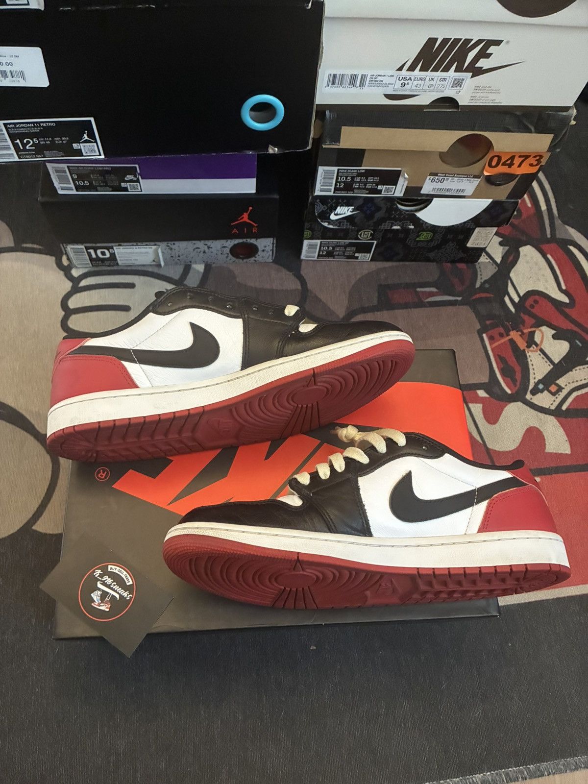 Jordan Brand Jordan 1 low black toe Size US 10 / EU 43 - 3 Thumbnail
