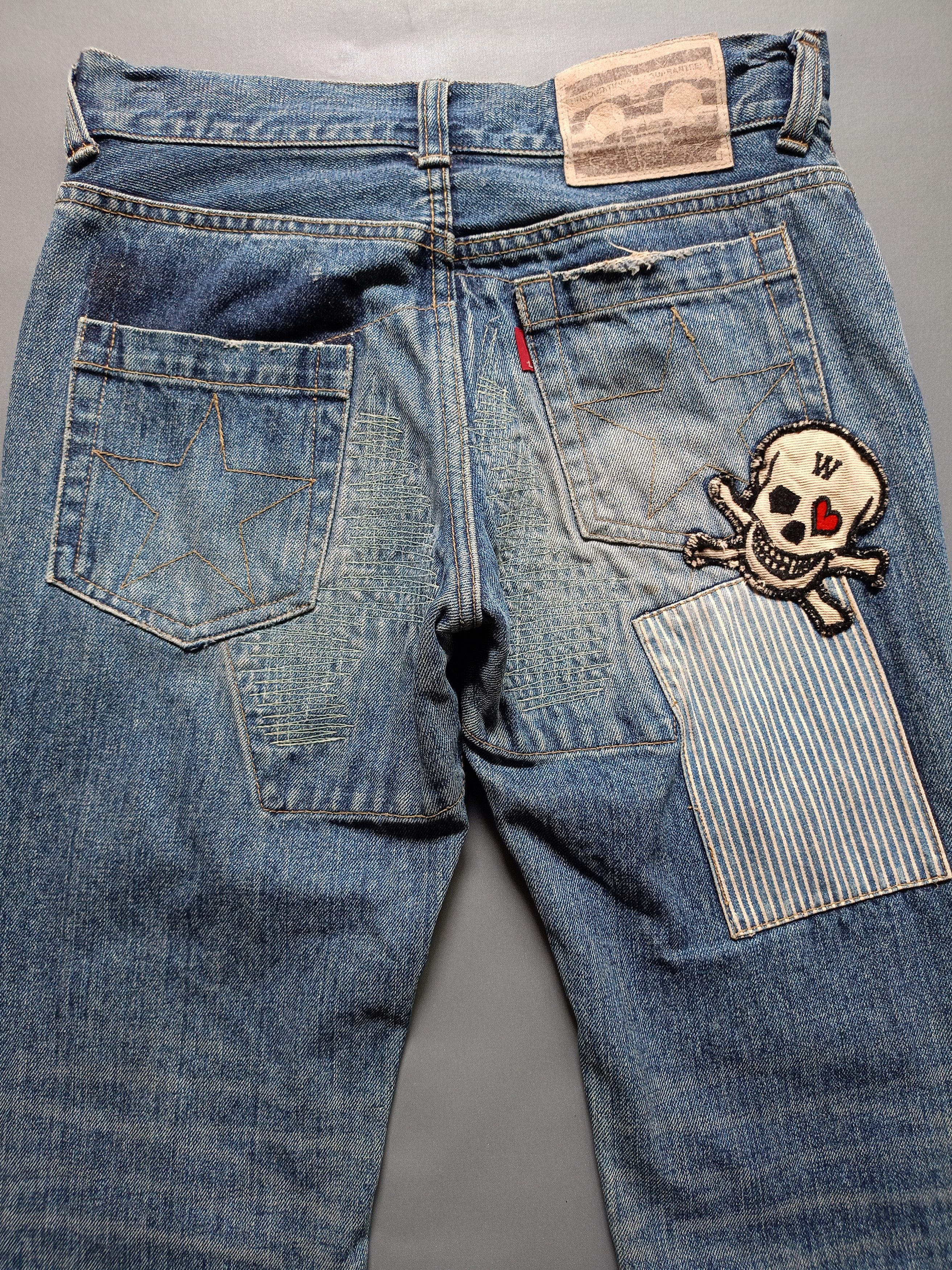 Japanese Brand 2000s WWL EVERDAY WEAR PATCHWORK DENIM PANTS Size US 27 - 7 Thumbnail