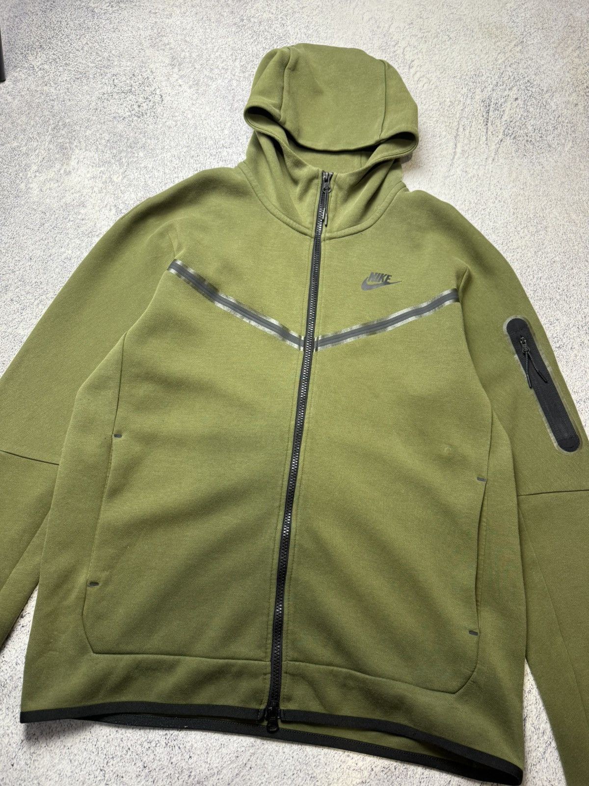 Nike Mens Nike Tach Fleece Green Zip Up Hoodie Drill Size US M / EU 48-50 / 2 - 6 Thumbnail