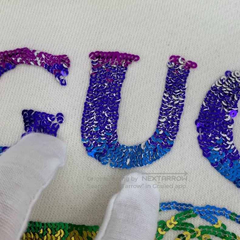 Gucci Gucci White logo sequin cotton hooded drawstring long-slee Size US S / EU 44-46 / 1 - 7 Thumbnail