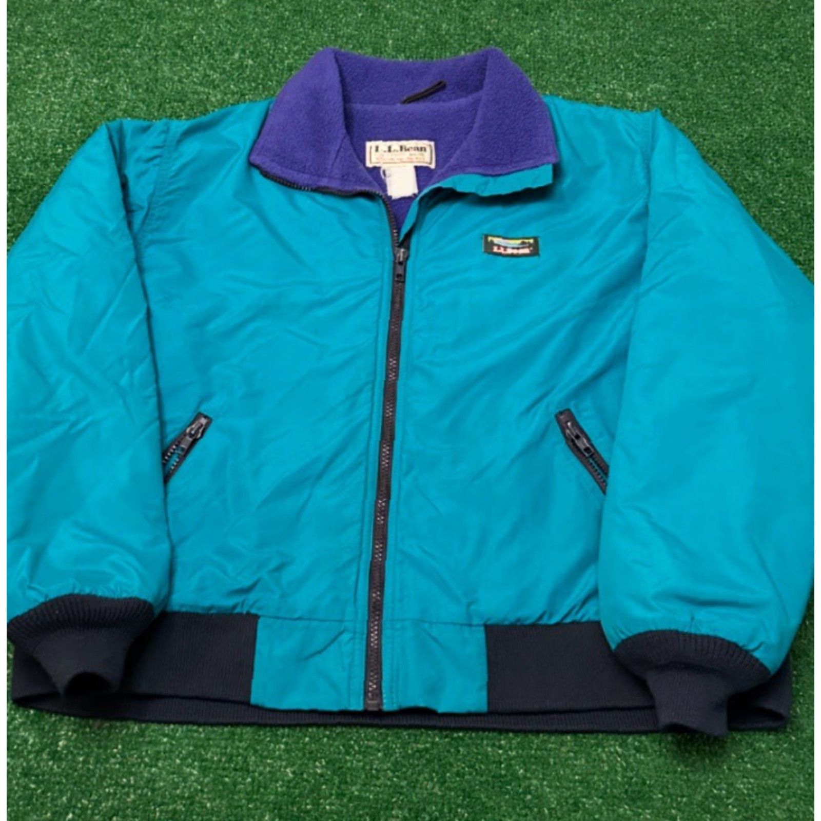 Vintage VINTAGE LL Bean Warm-up Jacket Mens S Teal Blue Fleece Lined Zip Full Zip Pockets Windproof 90s USA Outdoors Retro Size US S / EU 44-46 / 1 - 4 Thumbnail