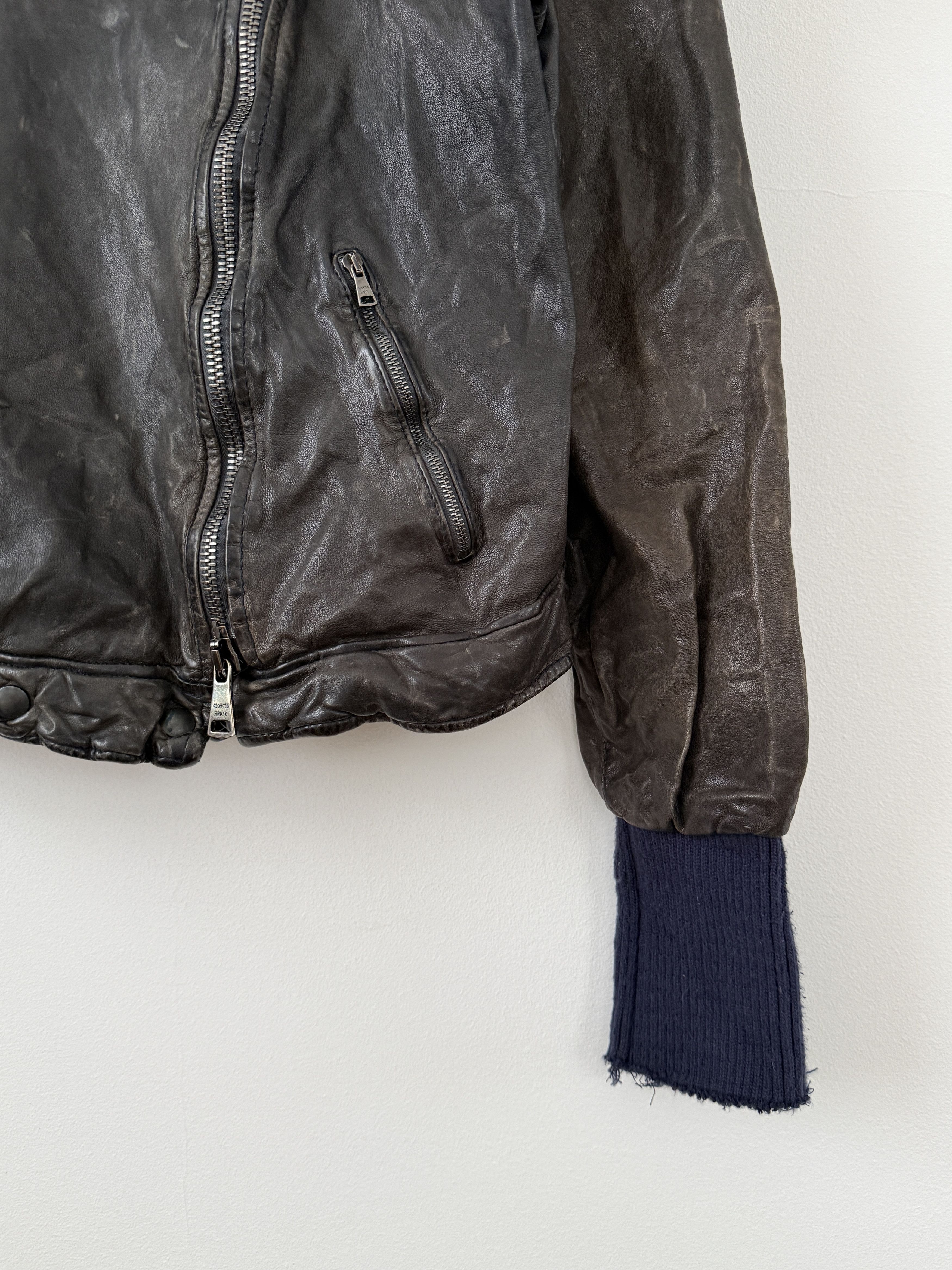 Giorgio Brato Zip Up Leather Jacket with Fur Size L / US 10 / IT 46 - 7 Thumbnail