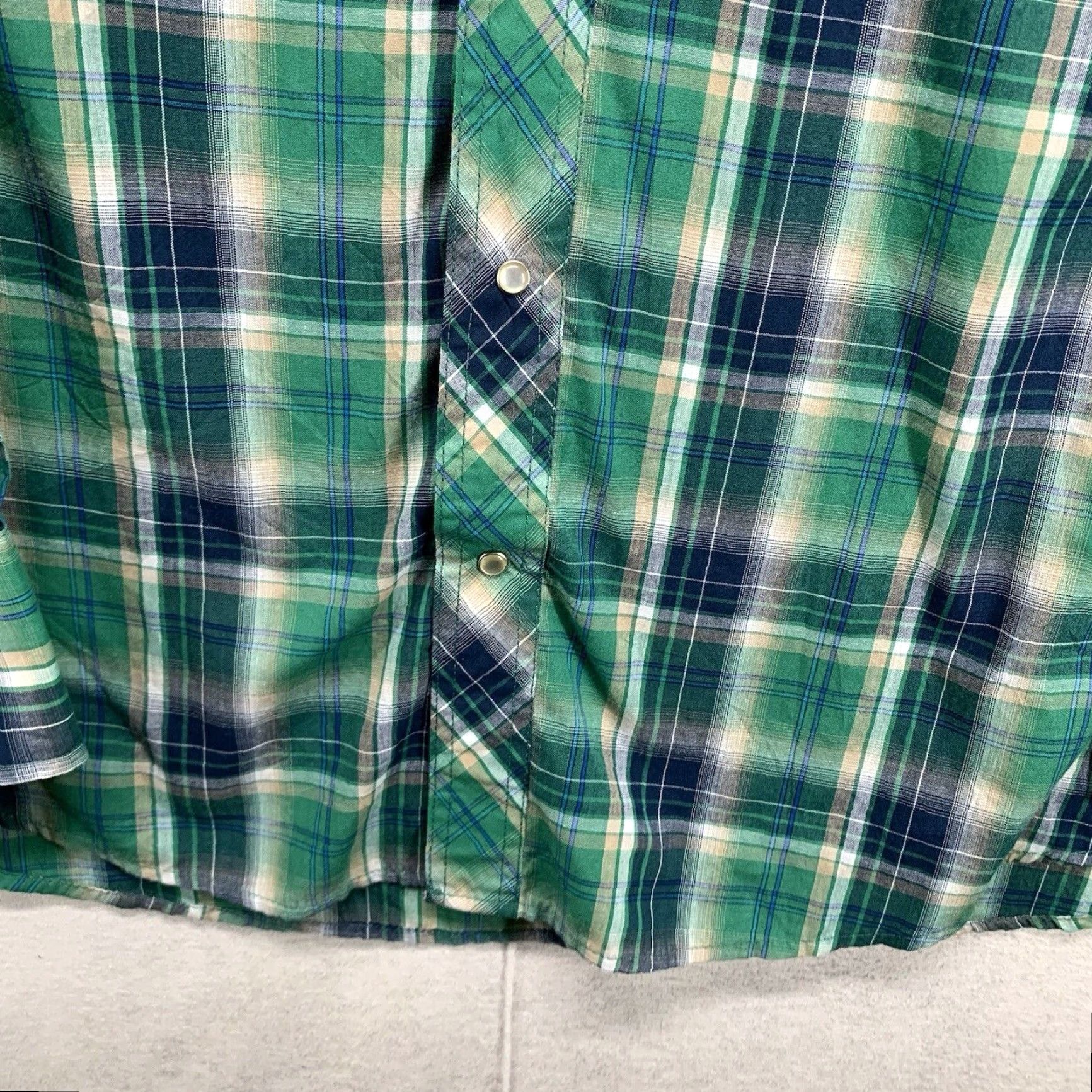 Wrangler Wrangler Mens 2XL Plaid Western Snap Button Long Sleeve Shirt Blue Green Casual Size US XXL / EU 58 / 5 - 7 Thumbnail