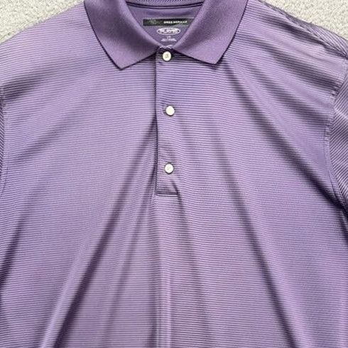 Vintage Greg Norman Golf Polo Shirt Mens Large Purple Play Dry Striped Rugby Size US L / EU 52-54 / 3 - 2 Thumbnail