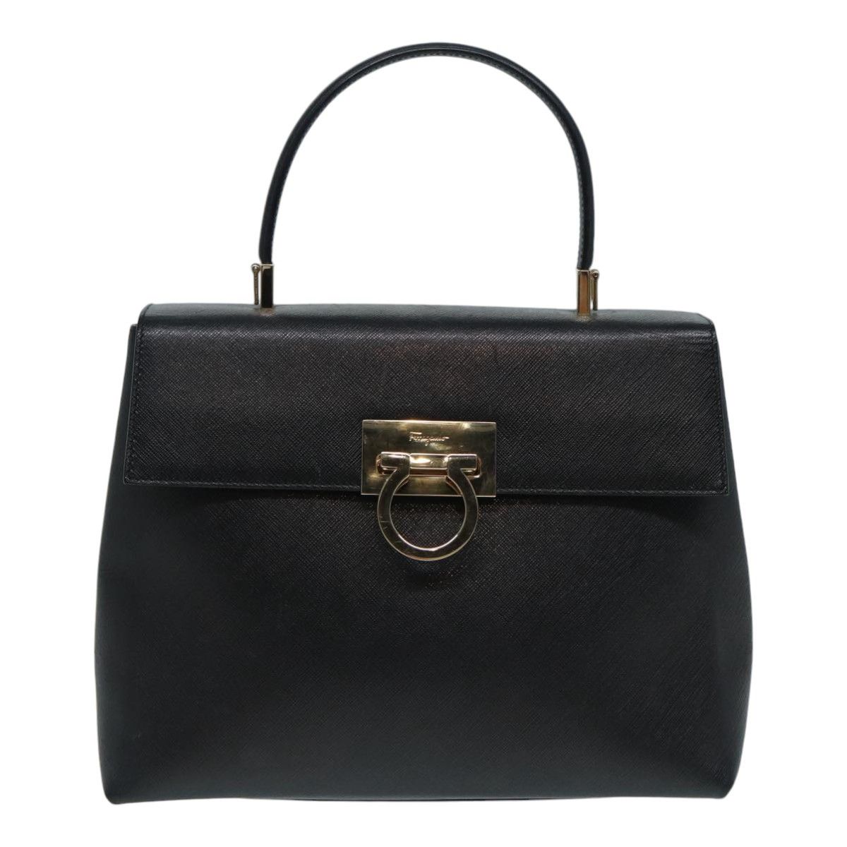 Salvatore Ferragamo Gancini Black Leather Handbag (Pre-Owned) Size ONE SIZE - 1 Thumbnail
