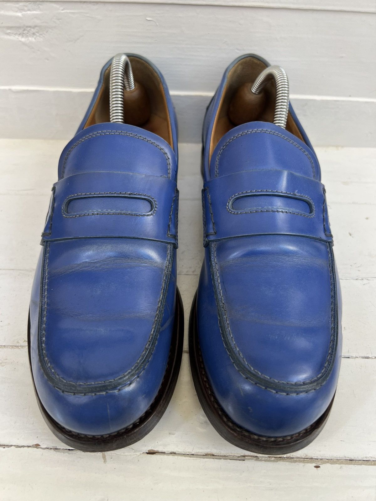 Gucci Gucci Men’s Blue Leather Goodyear Welt Penny Loafers Size US 8 / EU 41 - 2 Thumbnail