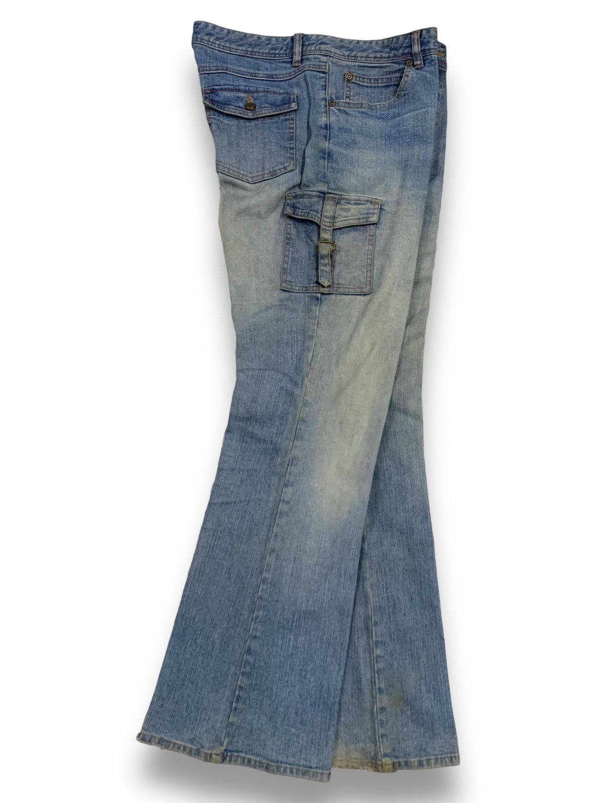 Hysteric Glamour Vintage Japanese Brand Flare Bell Bottom Ripped Cargo Jeans Size US 32 / EU 48 - 3 Thumbnail
