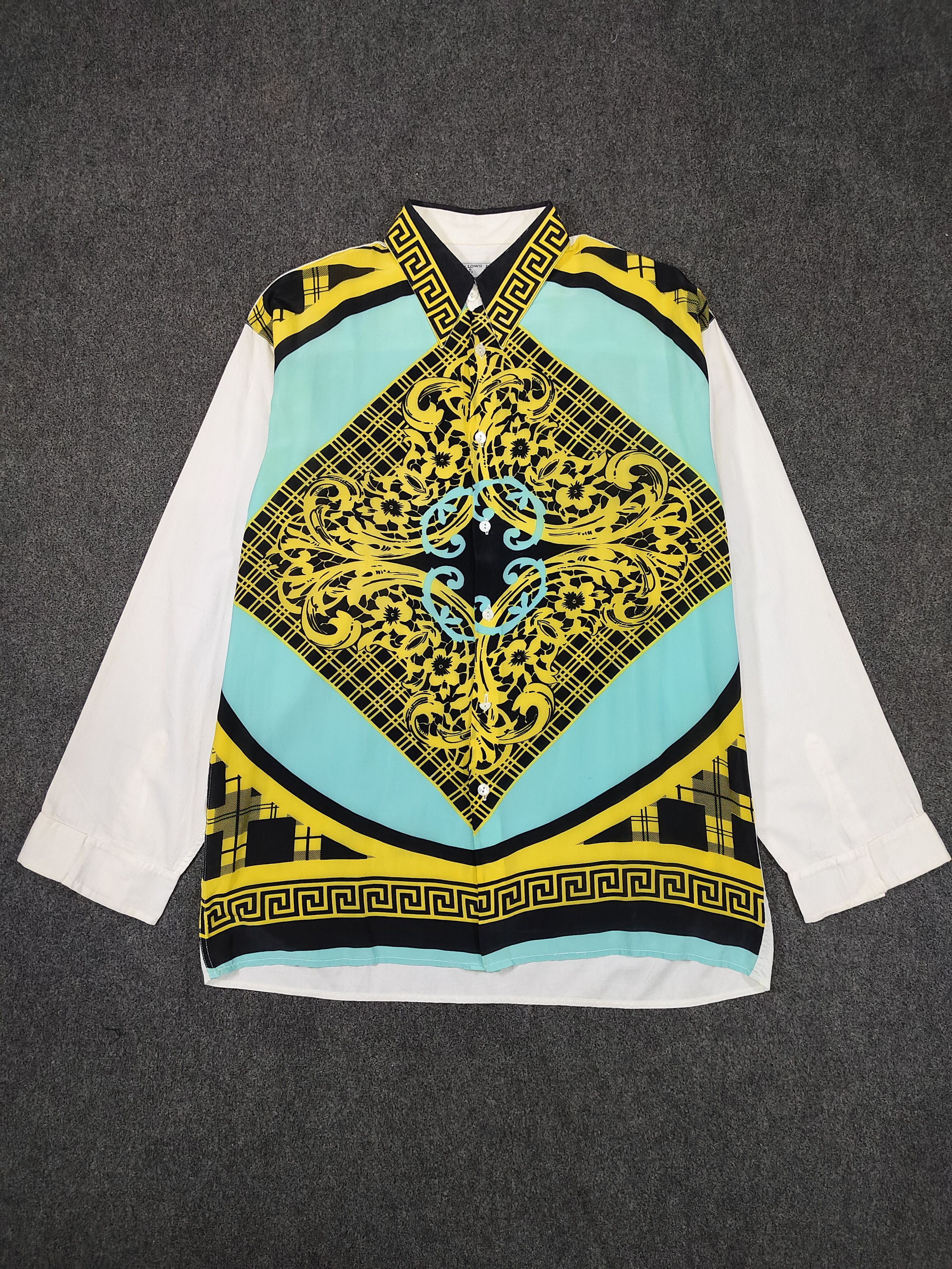 Vintage 90s Le Garage 🇫🇷 Baroque Silk Hybrid Greek Key Shirt Size US M / EU 48-50 / 2 - 1 Thumbnail