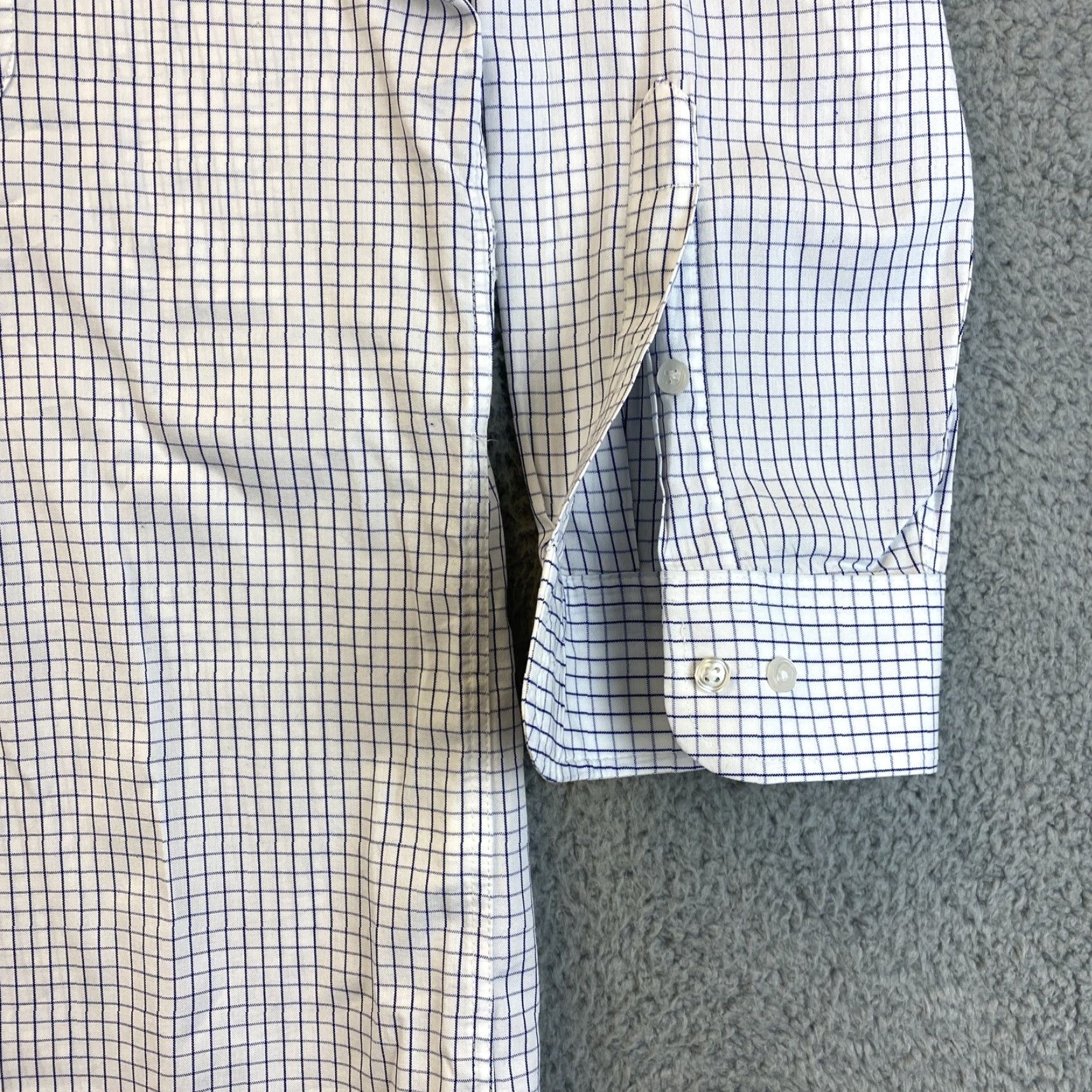 Club Room Club Room Mens Dress Shirt Button-Up White Blue Stripe Cotton 17.5 32/33 Regular Long Sleeve Multicolor Pattern Striped 72-24 Size 46R - 2 Thumbnail