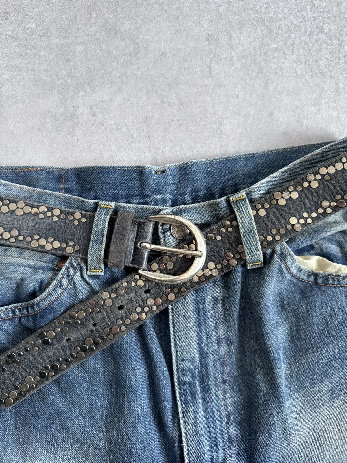 KMRii Vintage KMRii Style Y2K Metal Leather Belt Avant-Garde Hype Size ONE SIZE - 4 Thumbnail