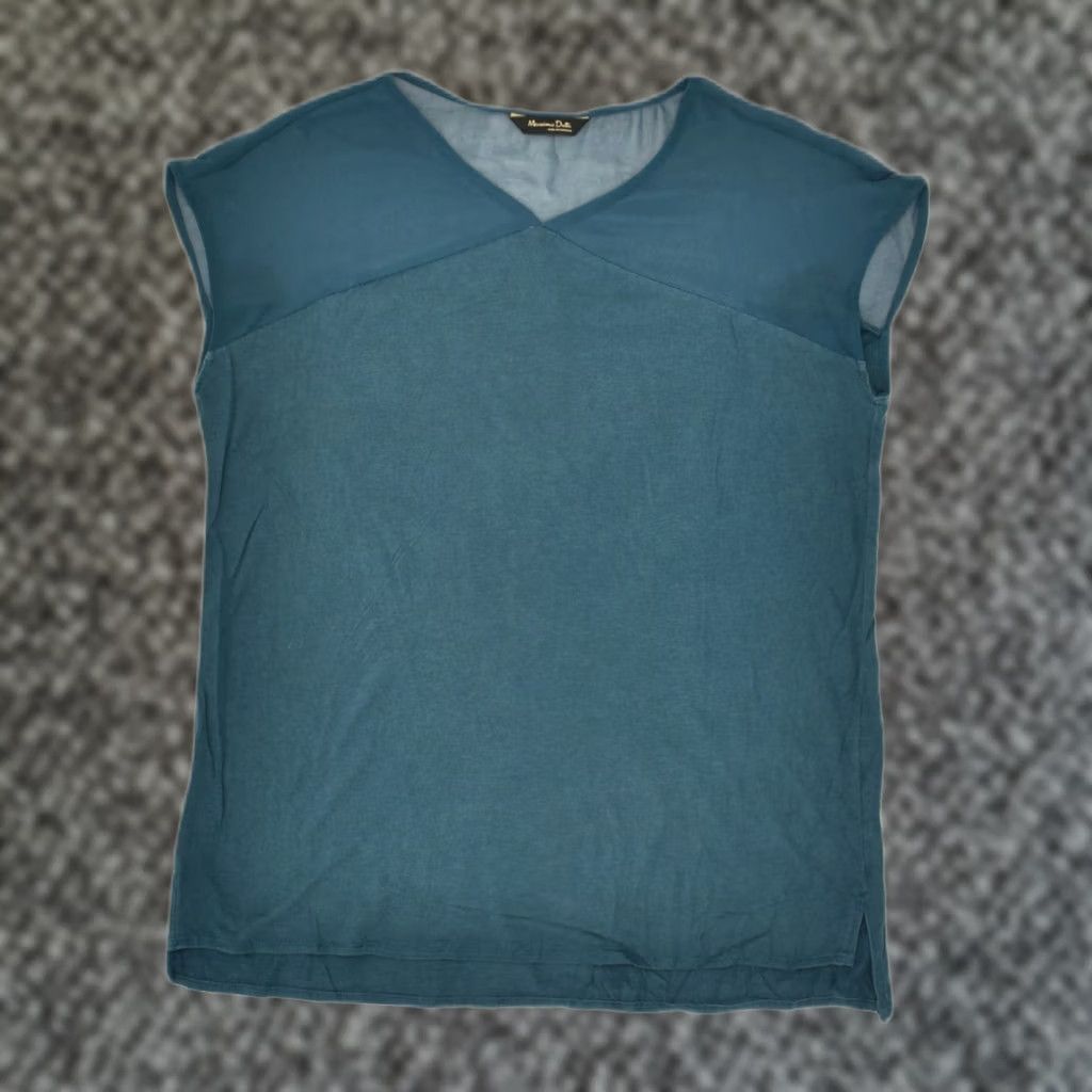 Massimo Dutti MASSIMO DUTTI Womens Vest Top Turquoise XS UK 6 Polyester Size XS / US 0-2 / IT 36-38 - 1 Thumbnail