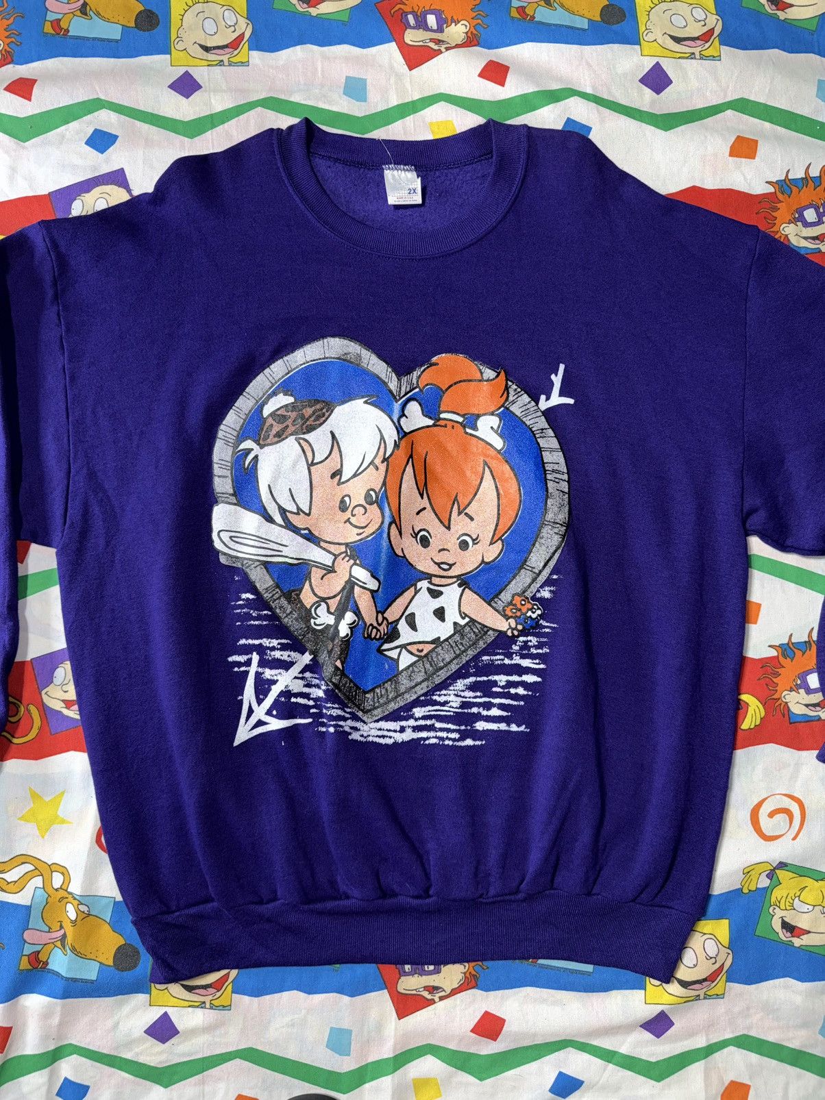 Jerzees Vintage Flinstones Pebbles And Bamm Bamm Sweatshirt NWOT Size US XXL / EU 58 / 5 - 1 Thumbnail