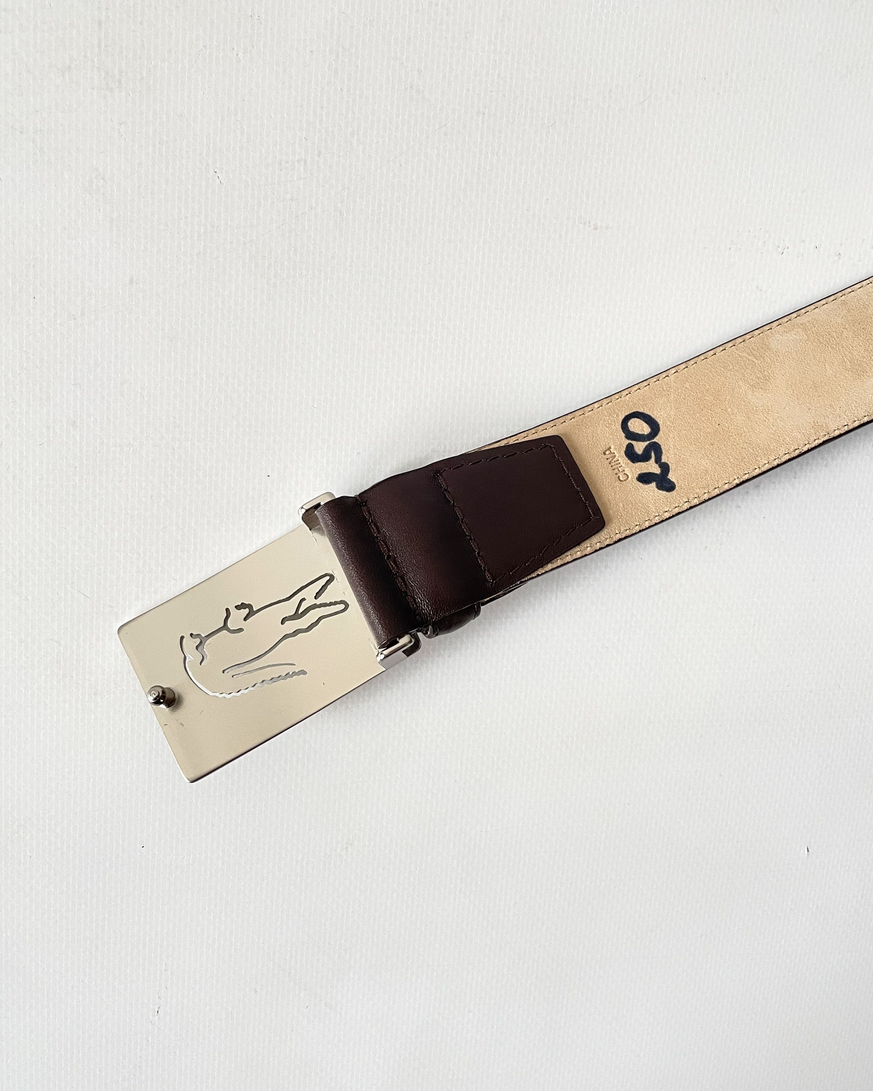 Lacoste Lacoste Leather Belt Crocodile Logo Buckle Size 38 - 11 Thumbnail