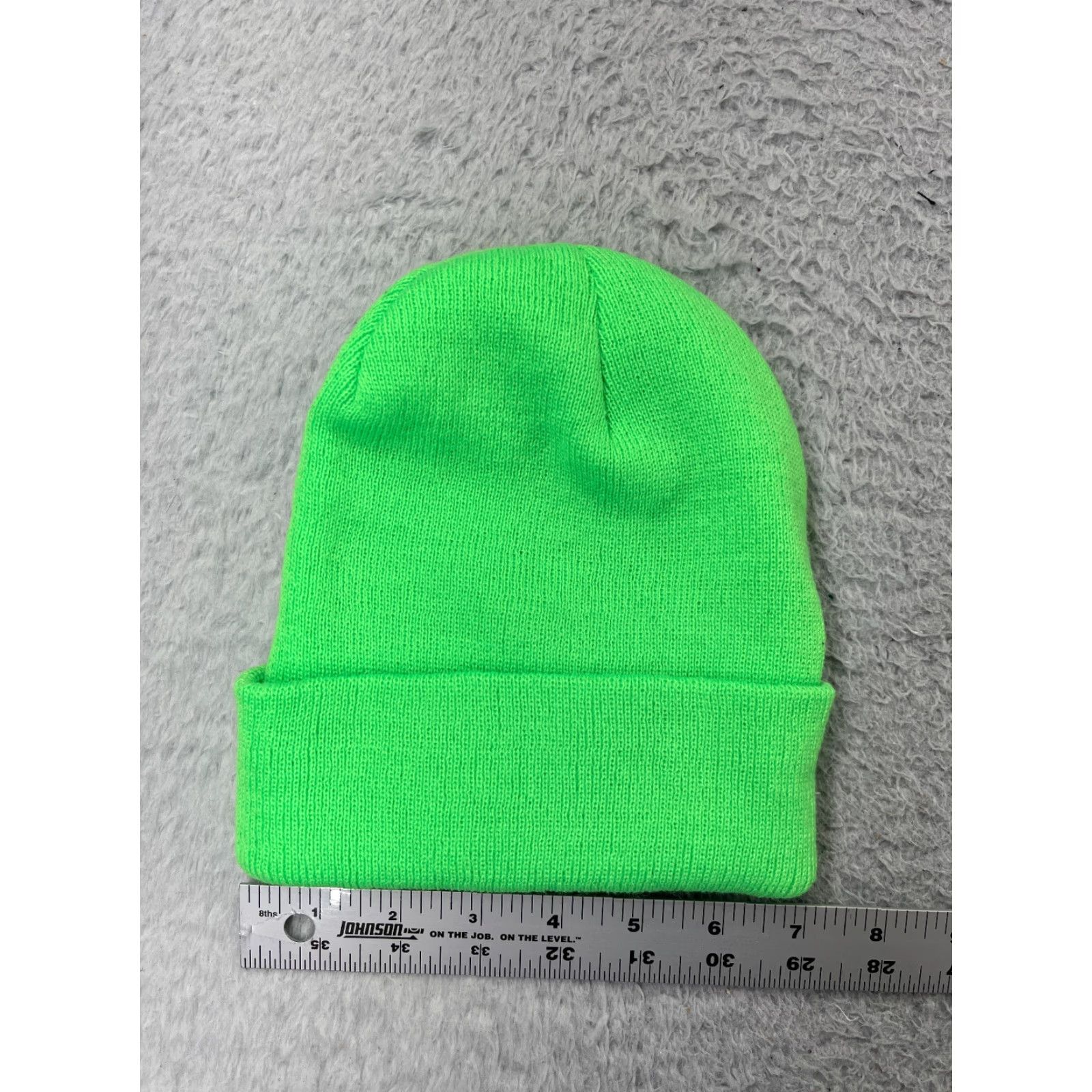 Vintage Beanie Beanie Hat Adult One Size Green High Visibility Knit 100% Acrylic Shell Winter Size ONE SIZE - 2 Thumbnail