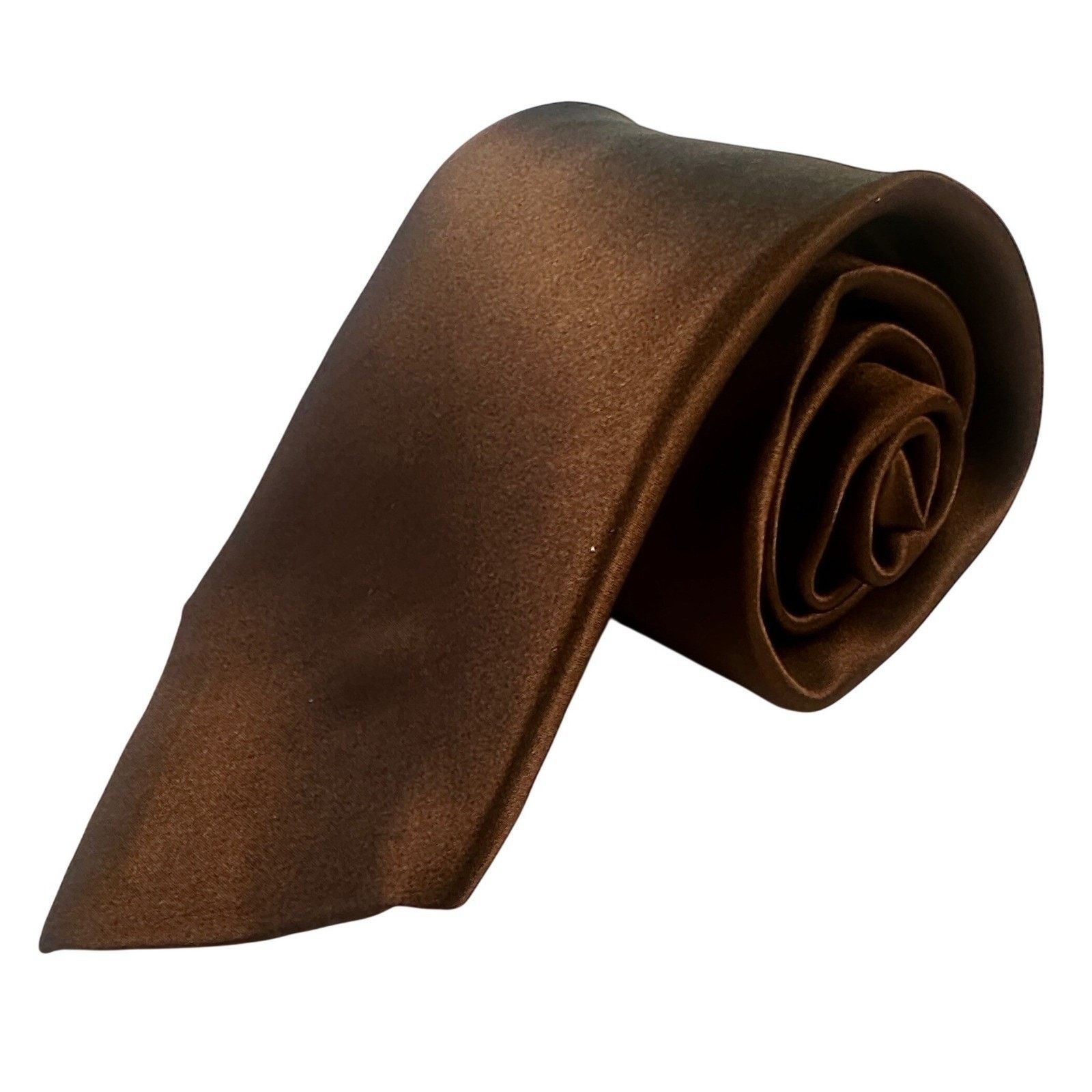 Paul Fredrick Paul Fredrick X-Long Brown Satin Silk Blend Dress Tie NWT Size ONE SIZE - 2 Thumbnail