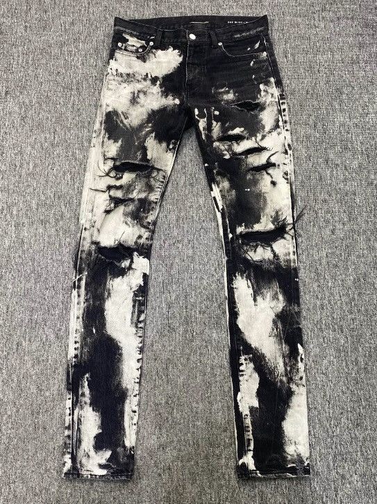 Saint Laurent Paris × Yves Saint Laurent Saint black and white jeans by oil pollution and erosion Size US 30 / EU 46 - 1 Thumbnail
