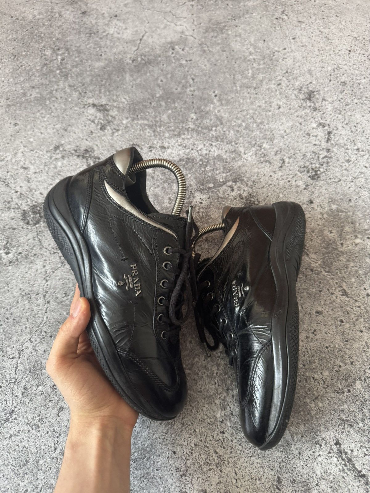 Prada Prada Sneakers Italy Black Leather American Shoes Luxury Size US 6 / IT 36 - 3 Thumbnail