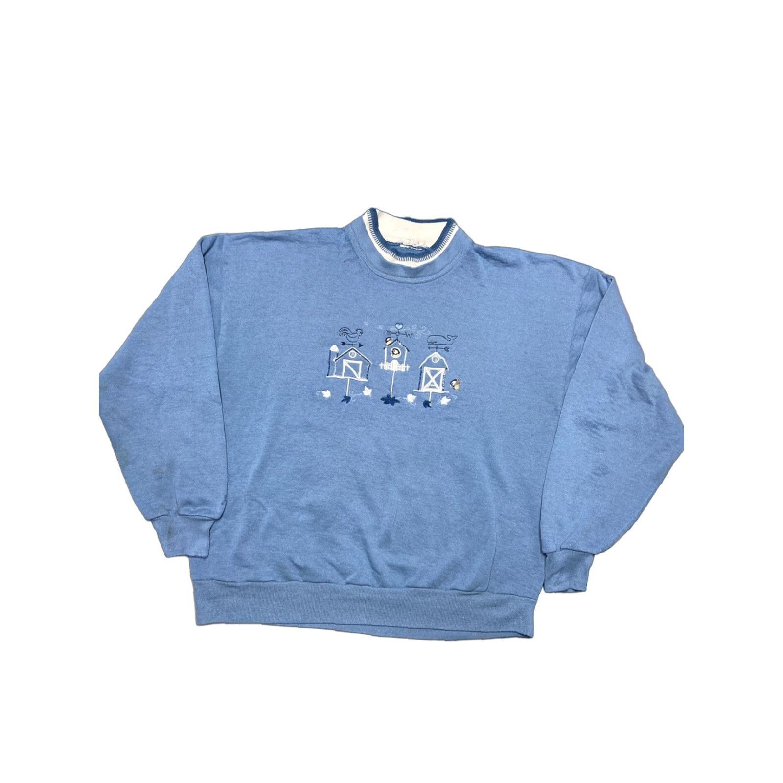 Vintage VINTAGE Morning Sun Sweatshirt Crew Neck Women Large Blue 90s Birds Farm Autumn Pullover Size L / US 10 / IT 46 - 1 Thumbnail