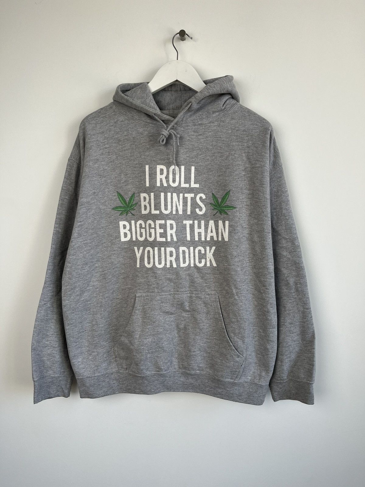 Vintage Grey Hoodie “I Roll Blunts Bigger Than Your Dick” Hoodie Size US M / EU 48-50 / 2 - 1 Thumbnail