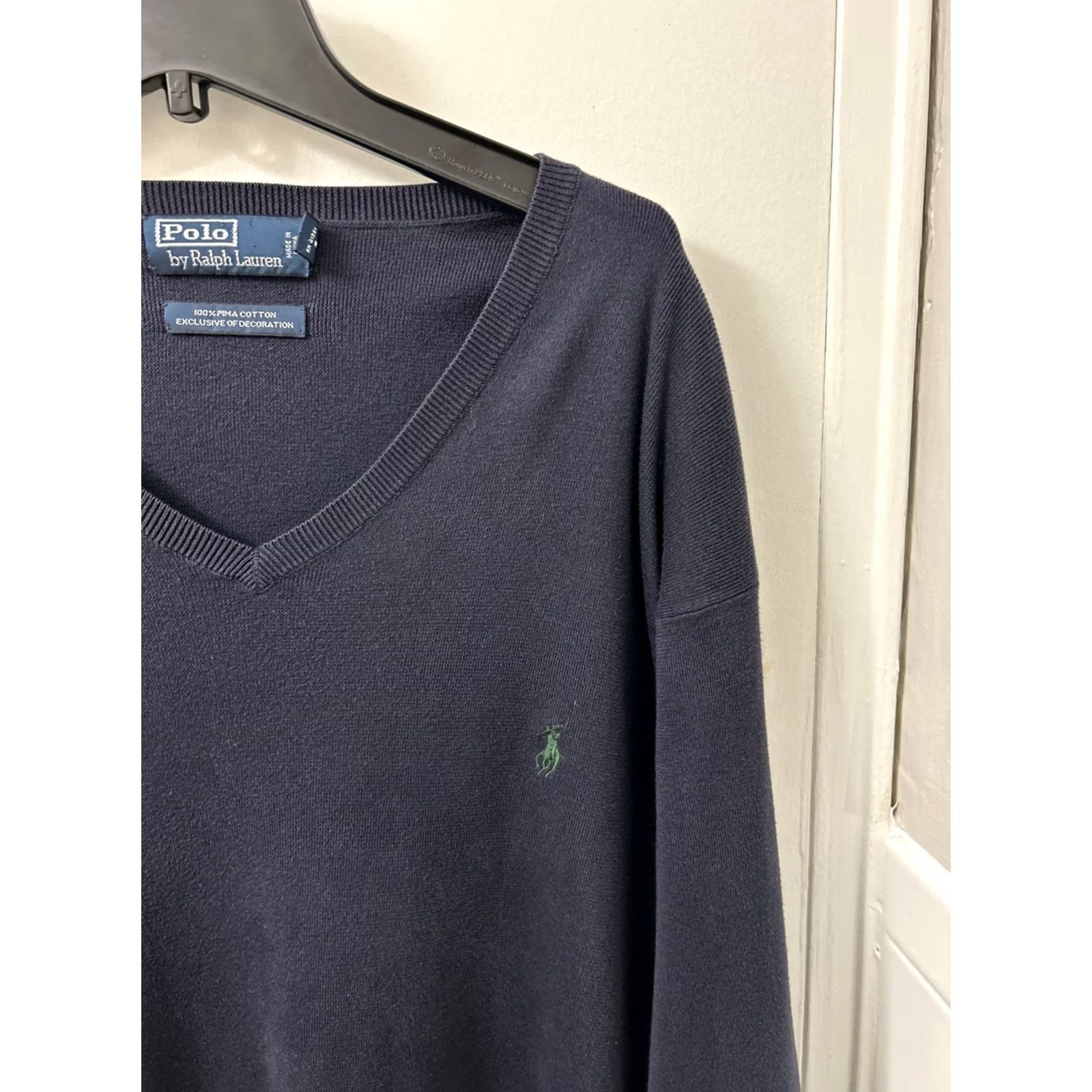 Polo Ralph Lauren Polo Ralph Lauren Sweater Mens 2XL Blue Navy V-Neck Pullover Pima Cotton Pony Size US XXL / EU 58 / 5 - 4 Thumbnail