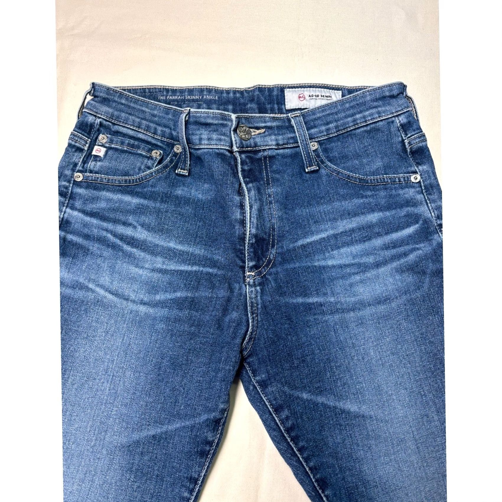 Farah AG Adriano Goldschmied Farrah Skinny Ankle Jeans Blue Frayed Hem Women 28R - Premium Denim Size 28" / US 6 / IT 42 - 3 Thumbnail