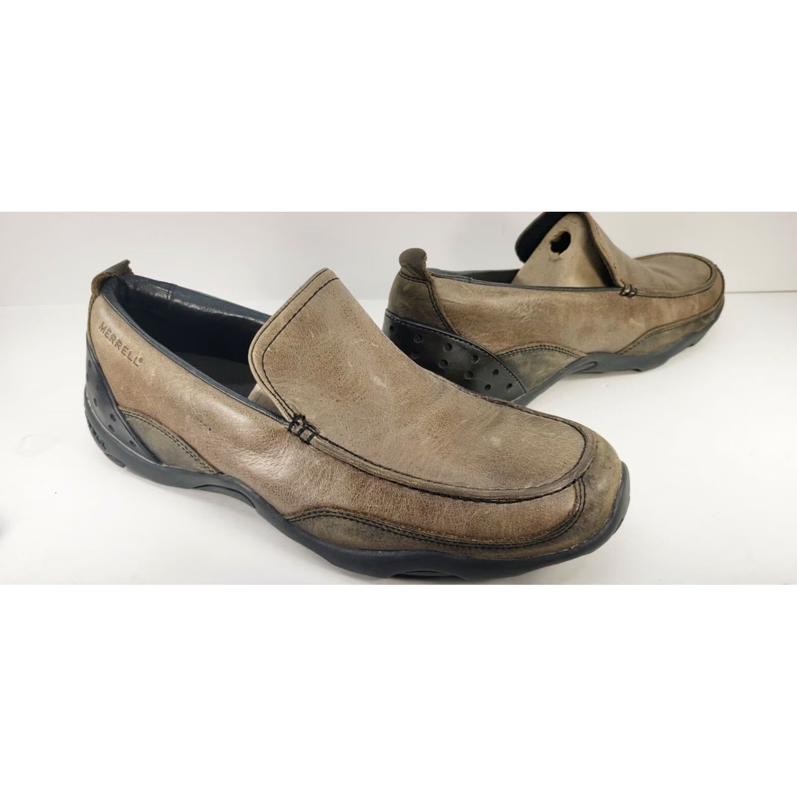 Merrell Merrell Veer Loafers Brown Leather Slip-On Men's 9M J43865 Size US 9 / EU 42 - 3 Thumbnail