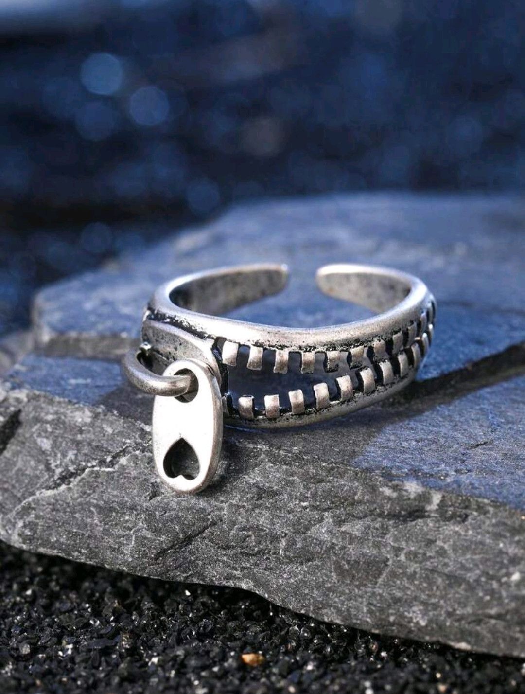 Designer × Vintage Men Zip Design Cuff Ring Copper Size ONE SIZE - 1 Thumbnail