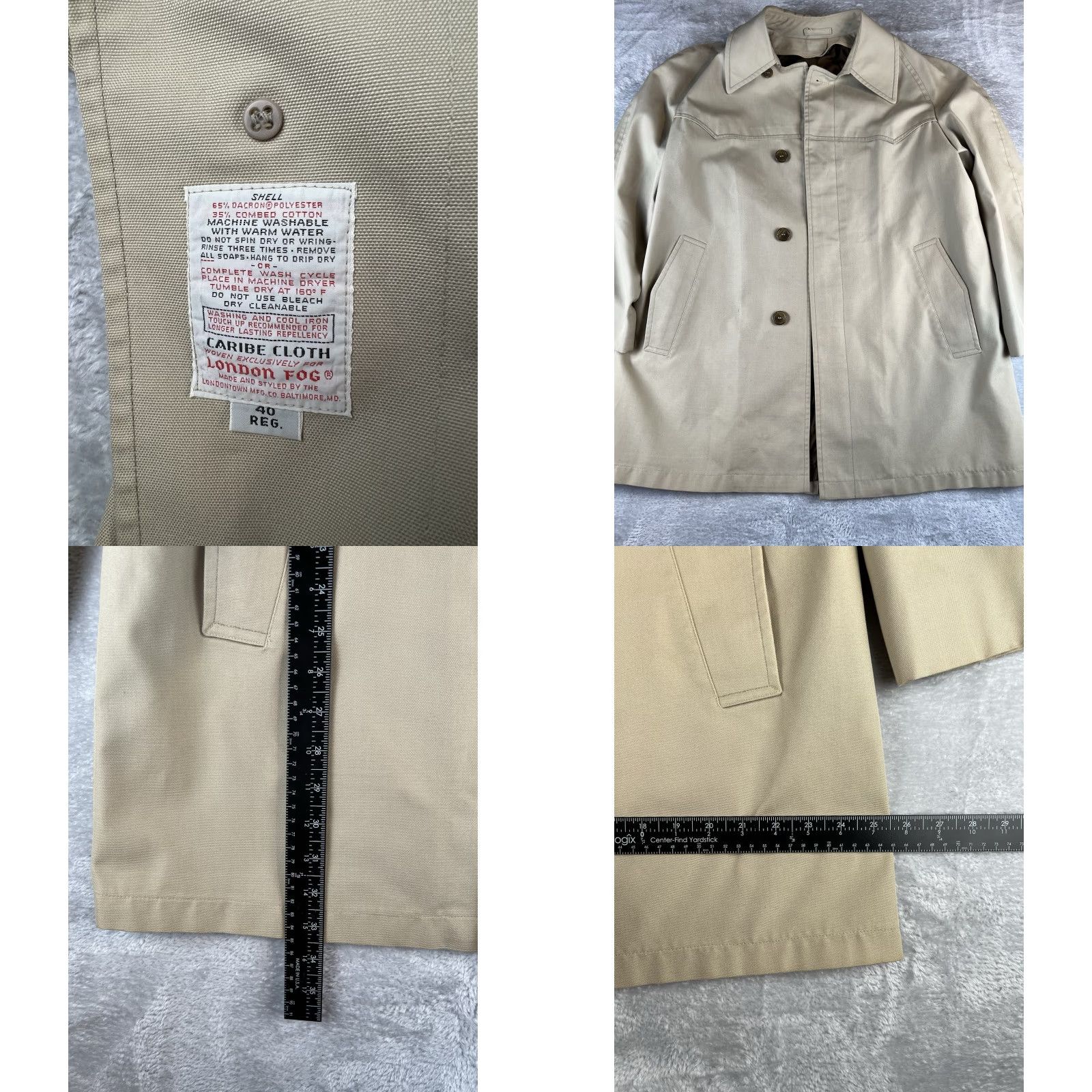 London Fog VINTAGE London Fog Coat Canvas Duck Mens 40 R Cream White Preppy Parka Mens Size US XXS / EU 40 - 8 Thumbnail