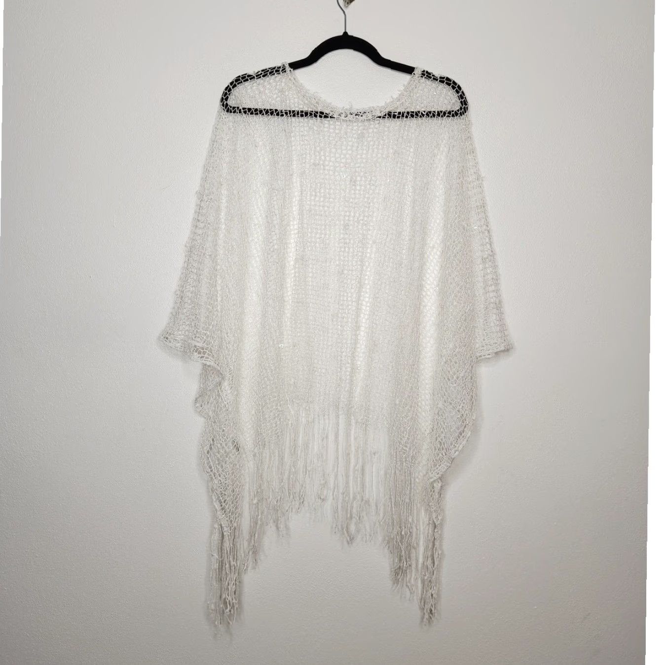 Vintage VINTAGE Mermaid Sequin White Crochet Lace Beach Swimsuit Cover Top One Size Dorado Cover Up Women Size ONE SIZE - 6 Thumbnail