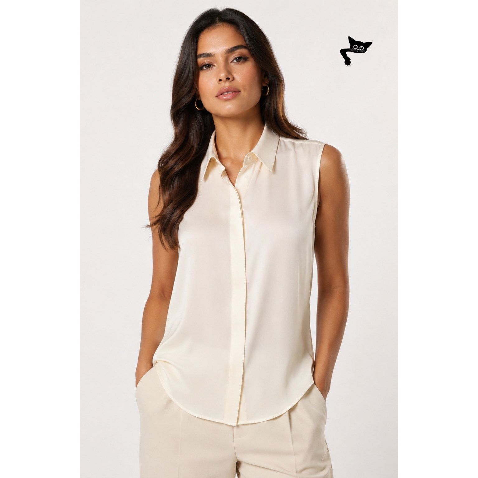 Theory Theory Tanelis Cream Silk Camp Collar Blouse US S Size S / US 4 / IT 40 - 6 Thumbnail