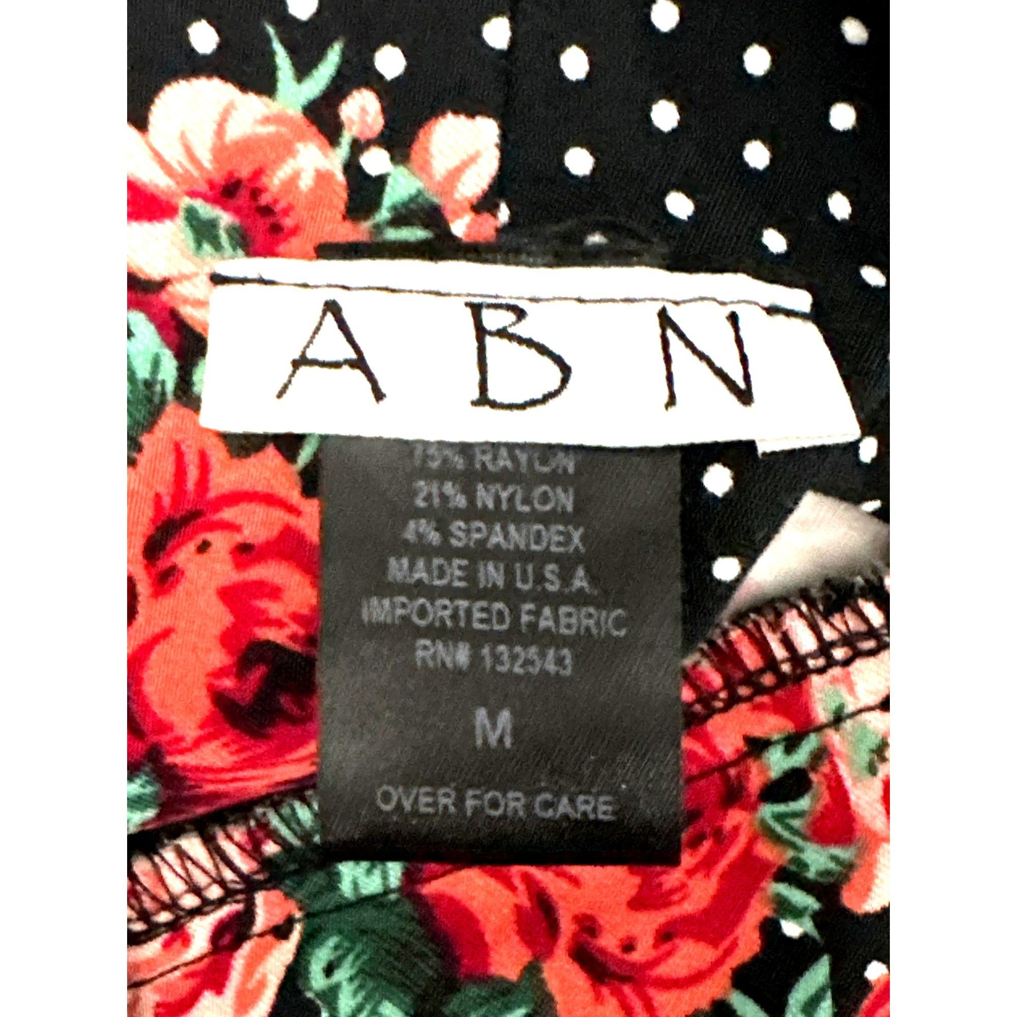 Other ABN Floral Pencil Skirt M Black White Dot High Waist Stretch Size 27" / US 4 / IT 40 - 8 Thumbnail